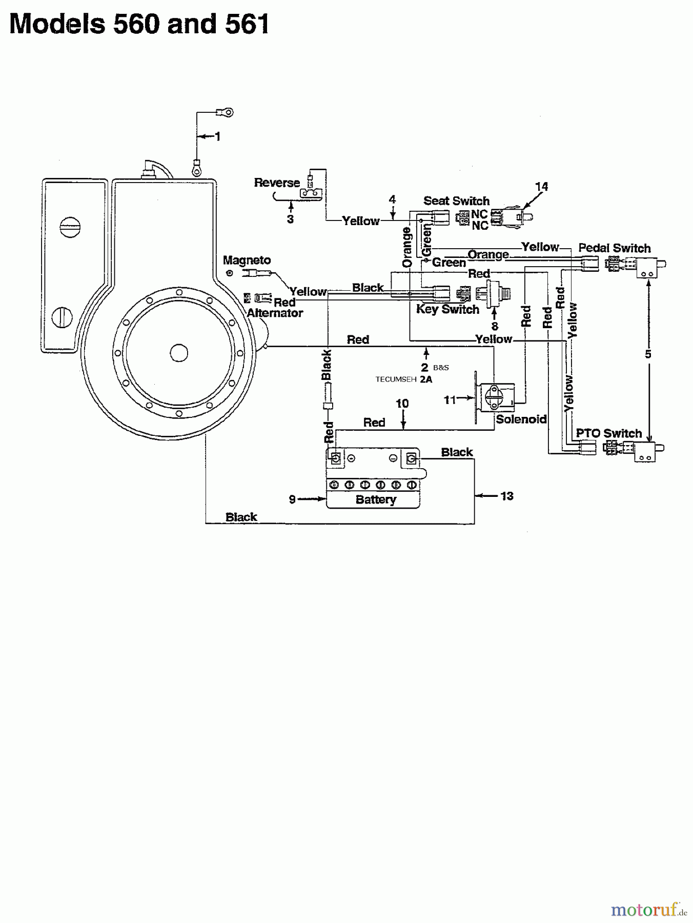  MTD Lawn tractors M 500 134B560C678  (1994) Wiring diagram Vanguard