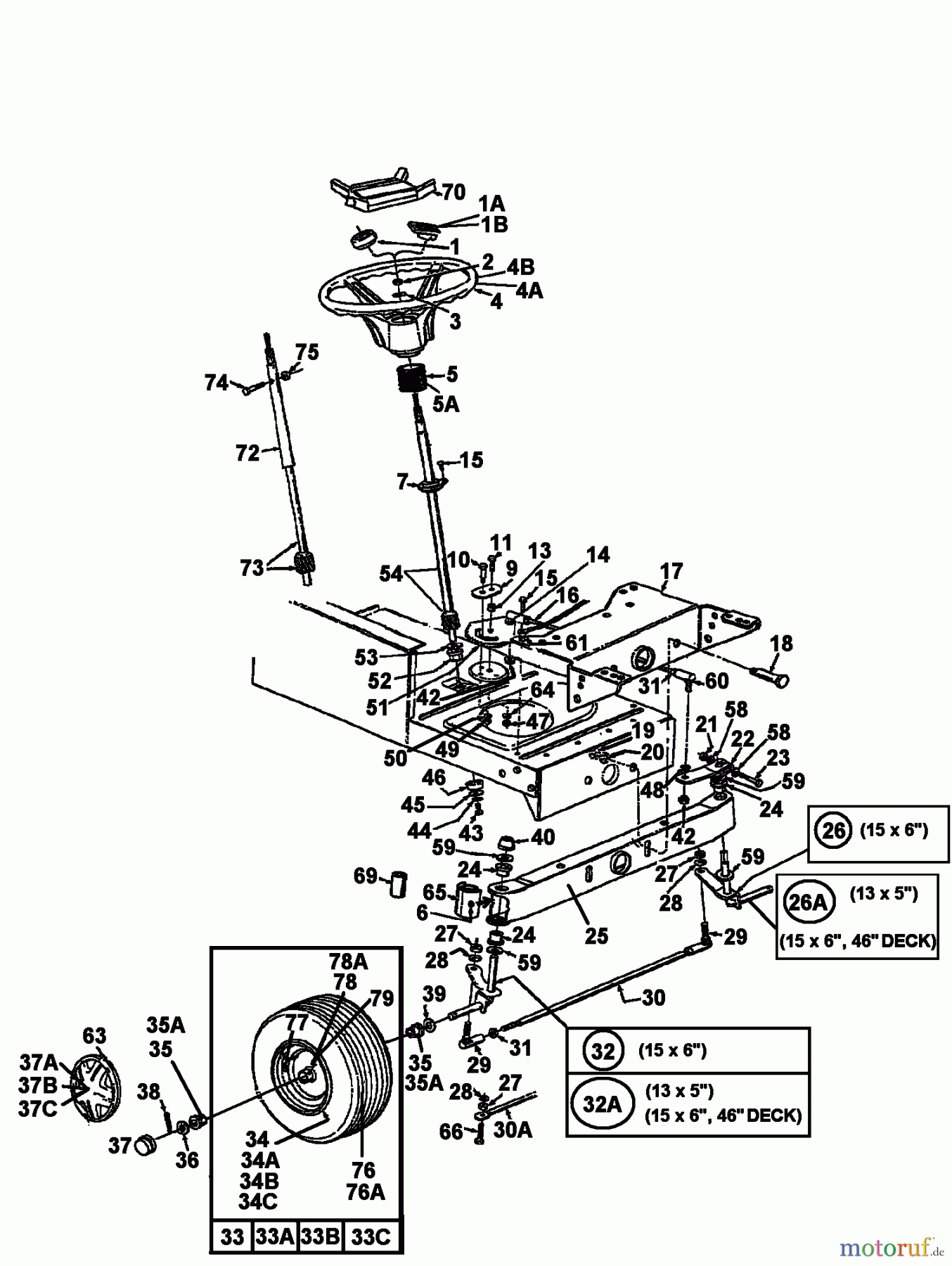  Brill Rasentraktoren (MTD Handelsmarke) Rasentraktoren 76 RTH 134K677C629  (1994) Vorderachse