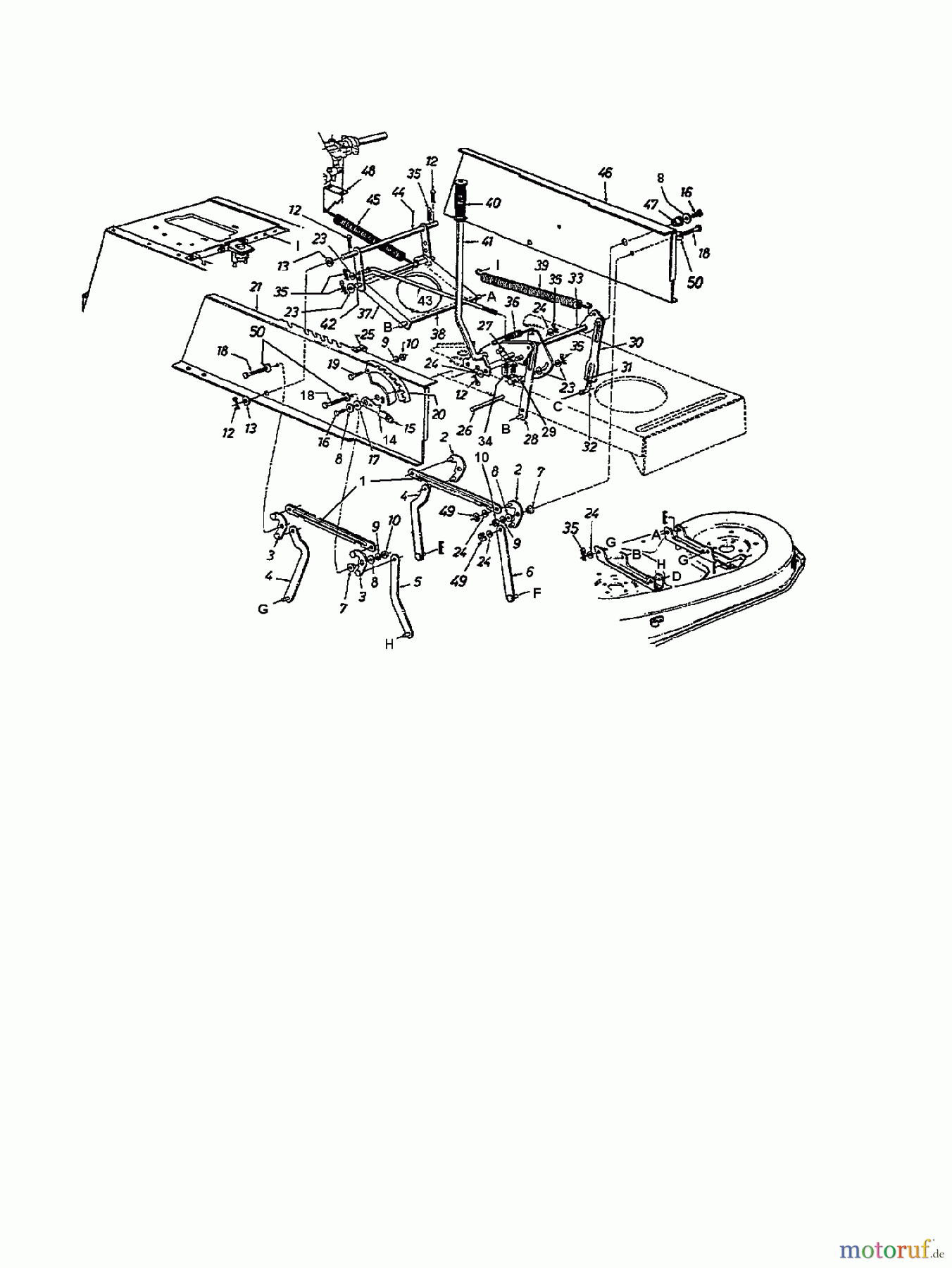  Brill Rasentraktoren (MTD Handelsmarke) Rasentraktoren 76/13 135N677C629  (1995) Mähwerksaushebung
