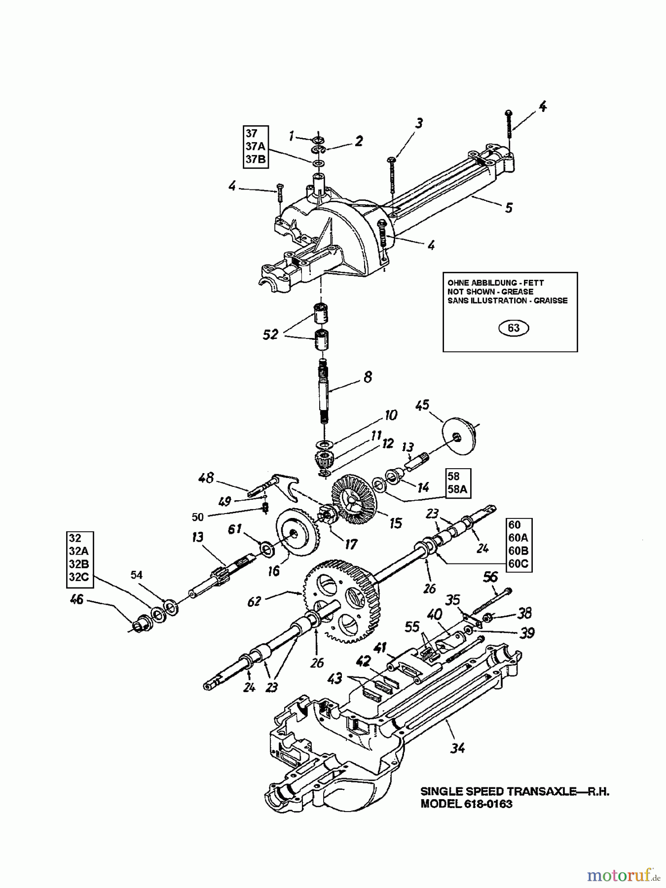  Brill Rasentraktoren (MTD Handelsmarke) Rasentraktoren 76/13 135N677C629  (1995) Getriebe