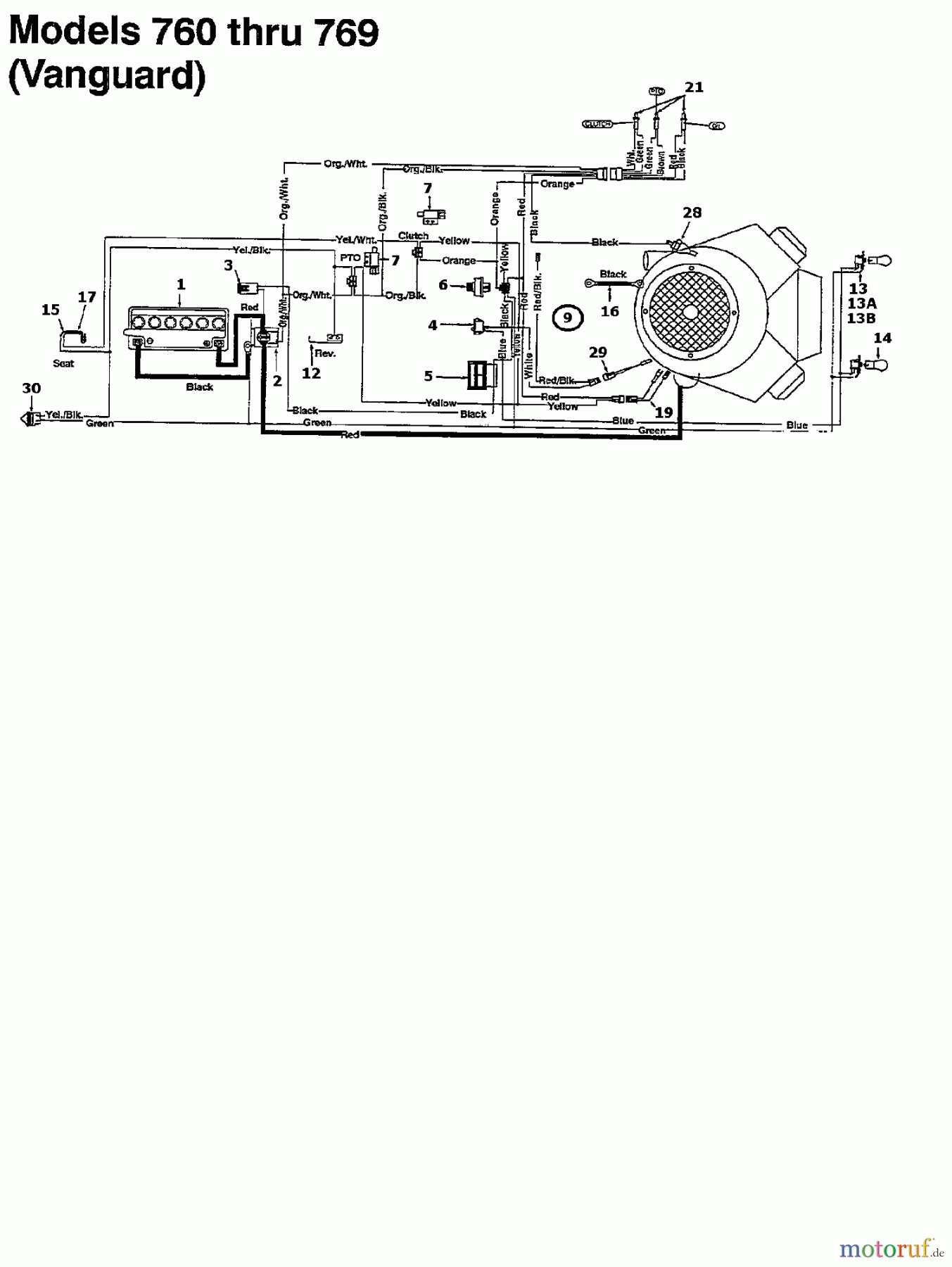  Motec Lawn tractors GT 160 RD 135T764N632  (1995) Wiring diagram Vanguard