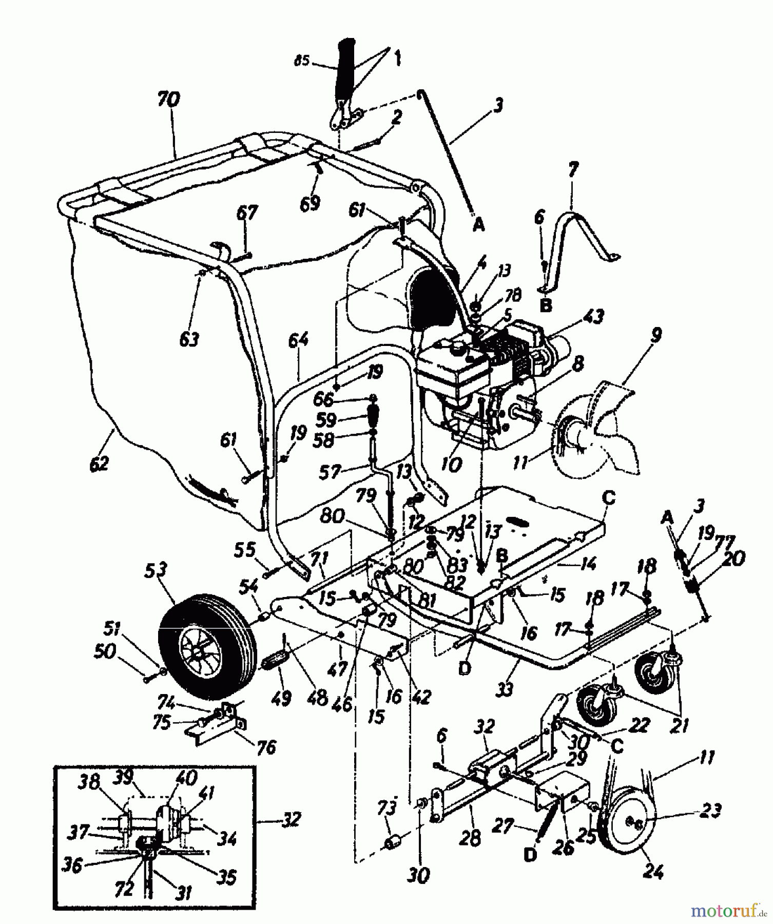  Gutbrod Souffleur de feuille, Aspirateur de feuille LS 76-50 04201.01  (1996) Machine de base