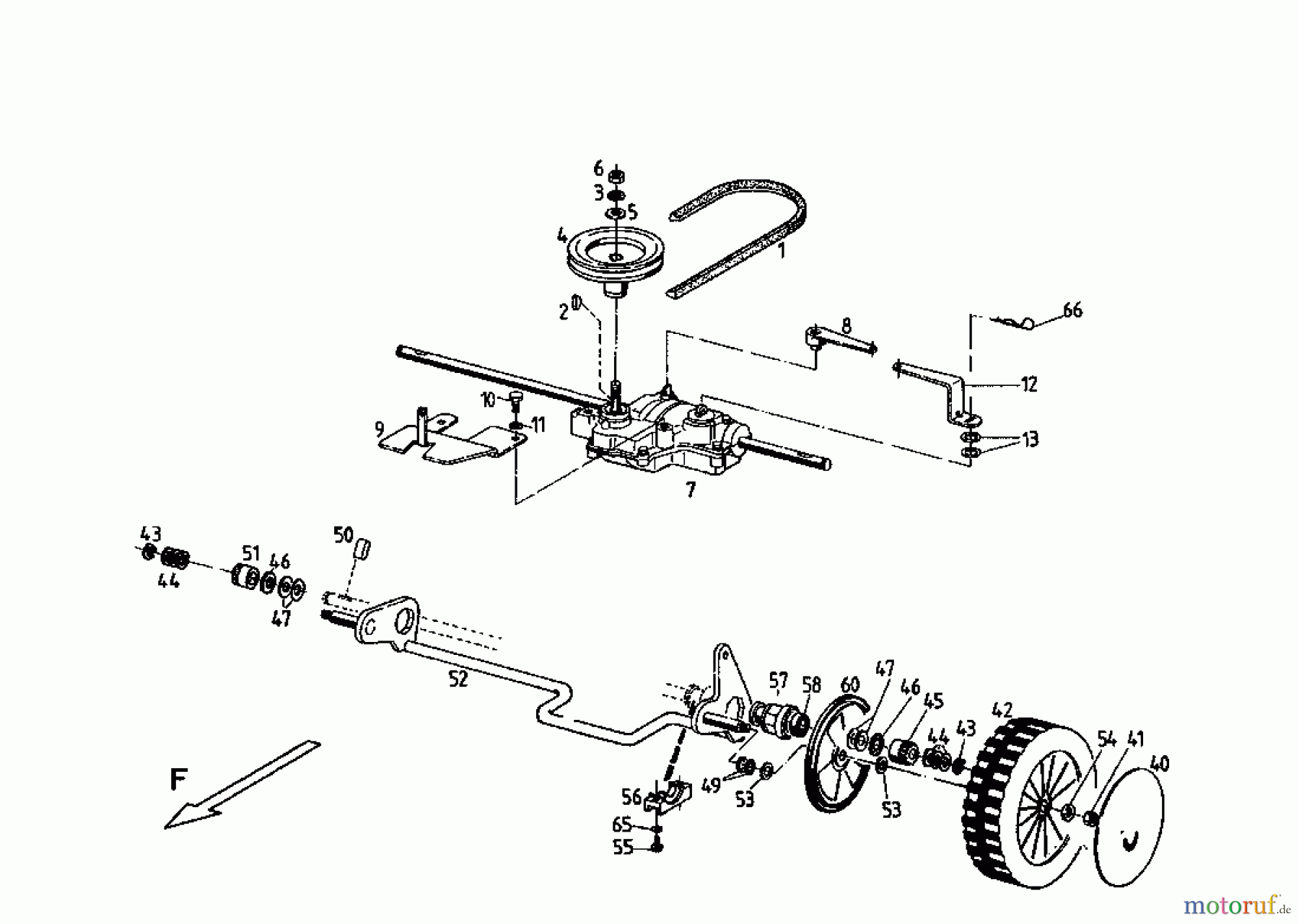  Gutbrod Petrol mower self propelled MH 544 R 3 E 04031.06  (1996) Gearbox, Wheels