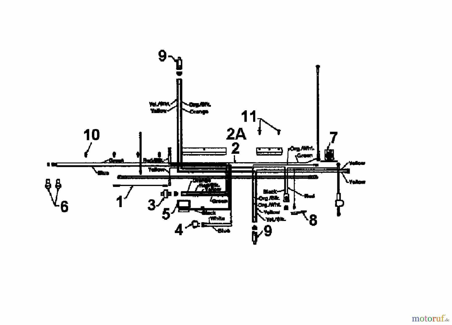  Lawnflite Lawn tractors 806 13AO695G611  (1997) Wiring diagram single cylinder