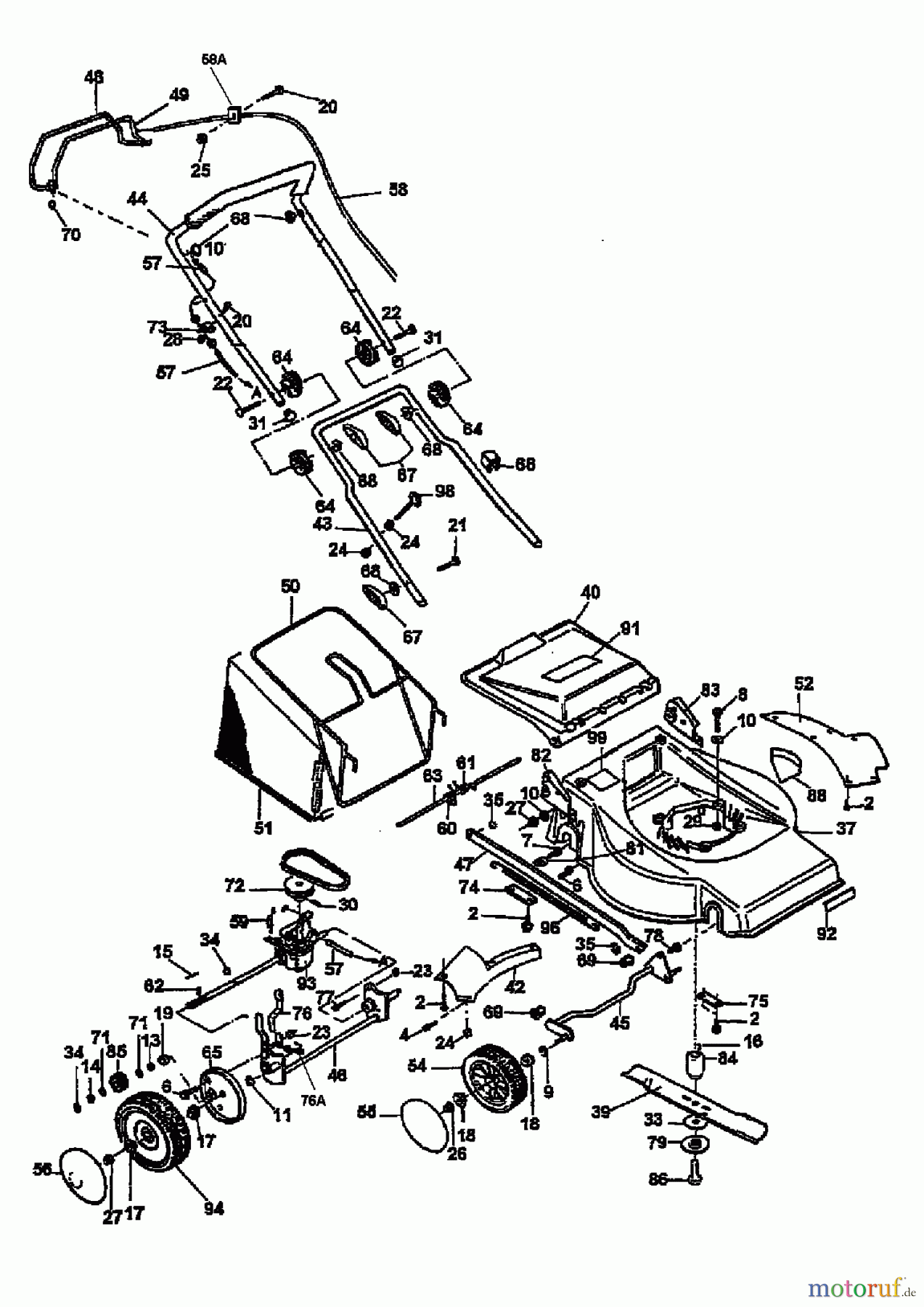  MTD Petrol mower self propelled GEA 53 SV GX56SBVV678  (1998) Basic machine