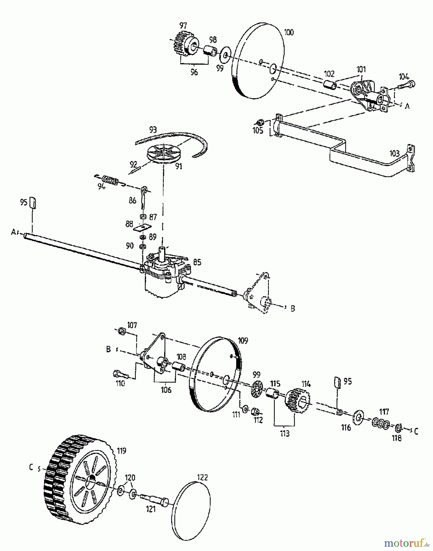  Gutbrod Petrol mower self propelled HB 48 RL 02815.04  (1997) Gearbox, Wheels
