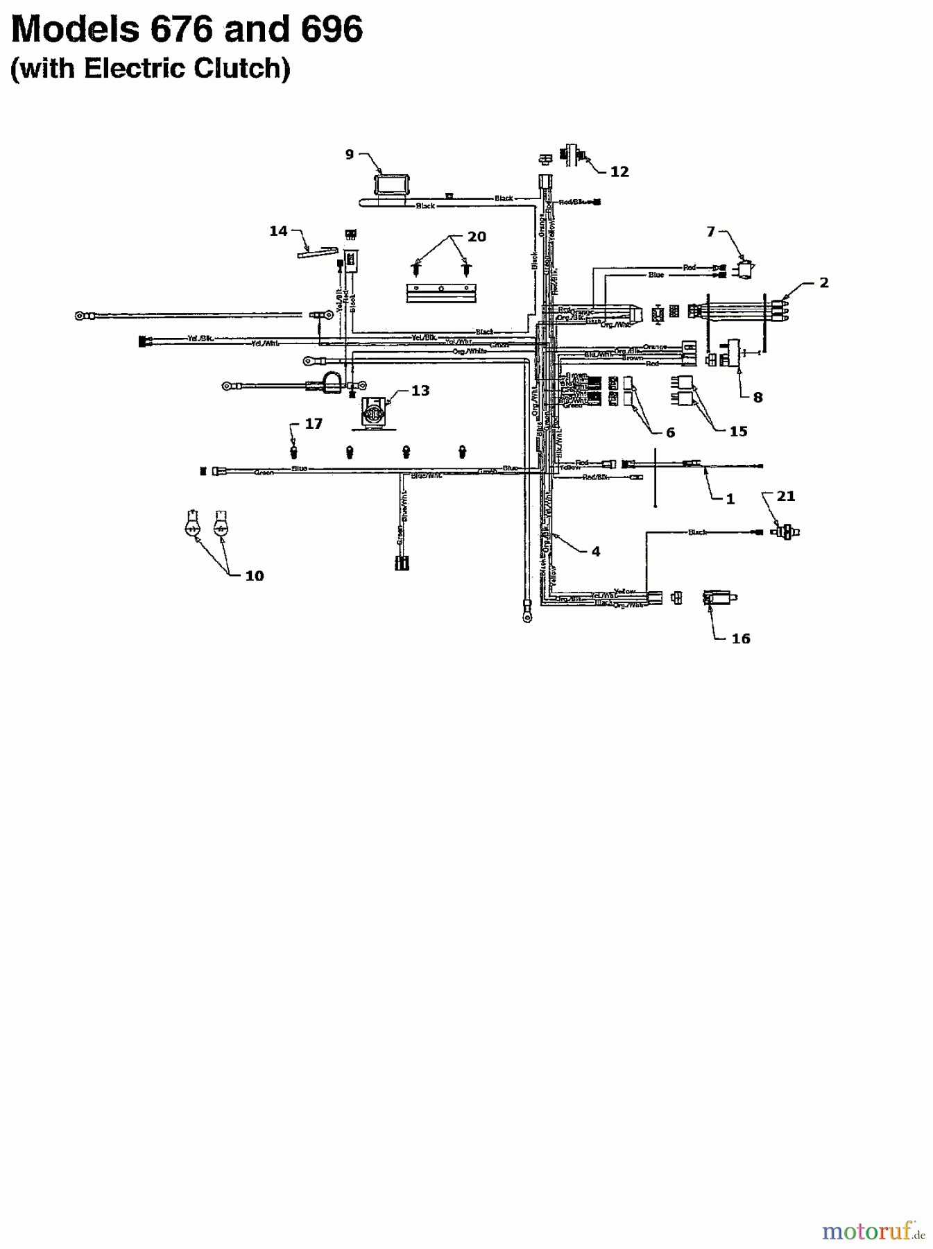  MTD Lawn tractors B 155 13AD675G678  (1997) Wiring diagram