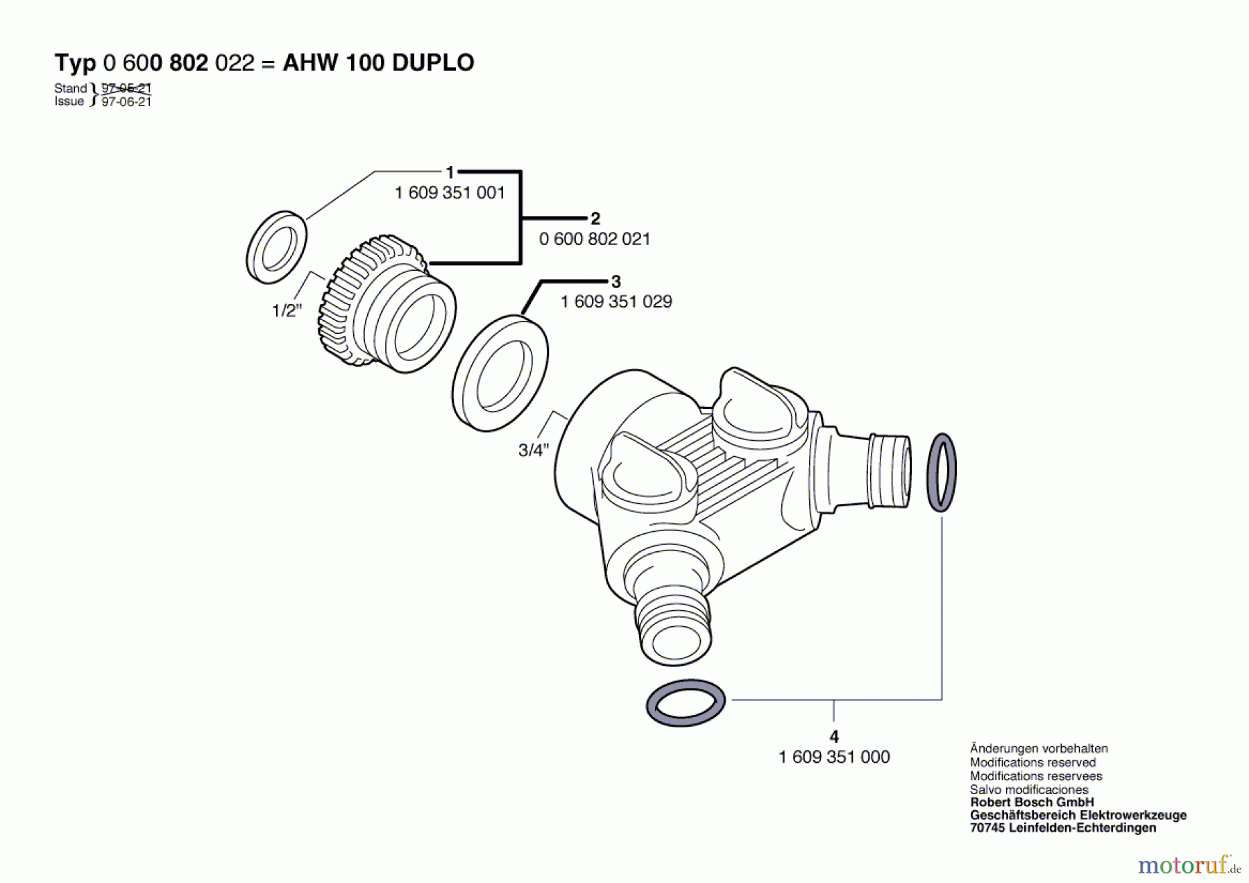  Bosch Wassertechnik Hahnanschlussstück AHW 100 DUPLO Seite 1