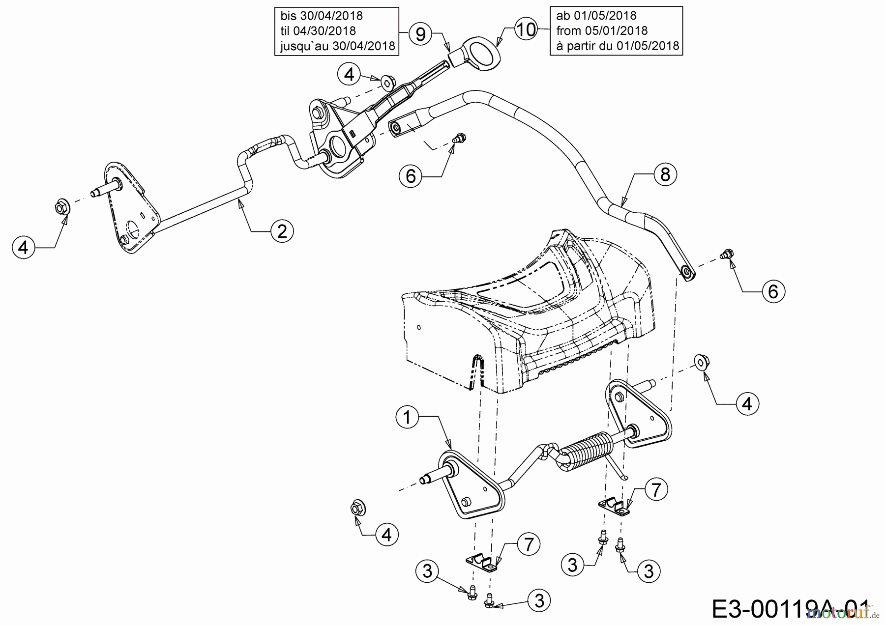  Motorpedo Petrol mower self propelled MPG 46 12C-TMCQ691  (2018) Axles, Height adjustment