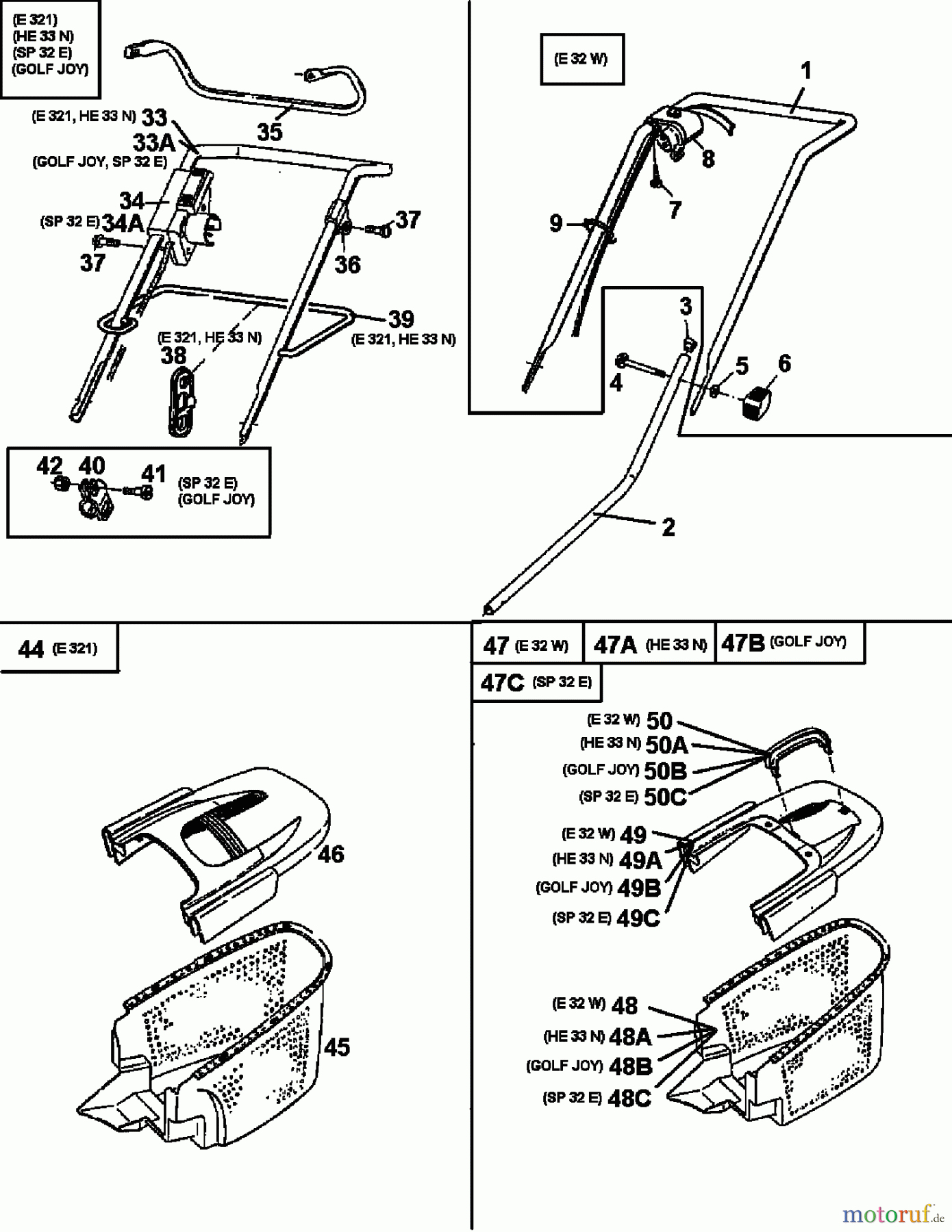 Gutbrod Electric mower HE 33 N 18A-C5C-604  (1998) Grass box, Handle