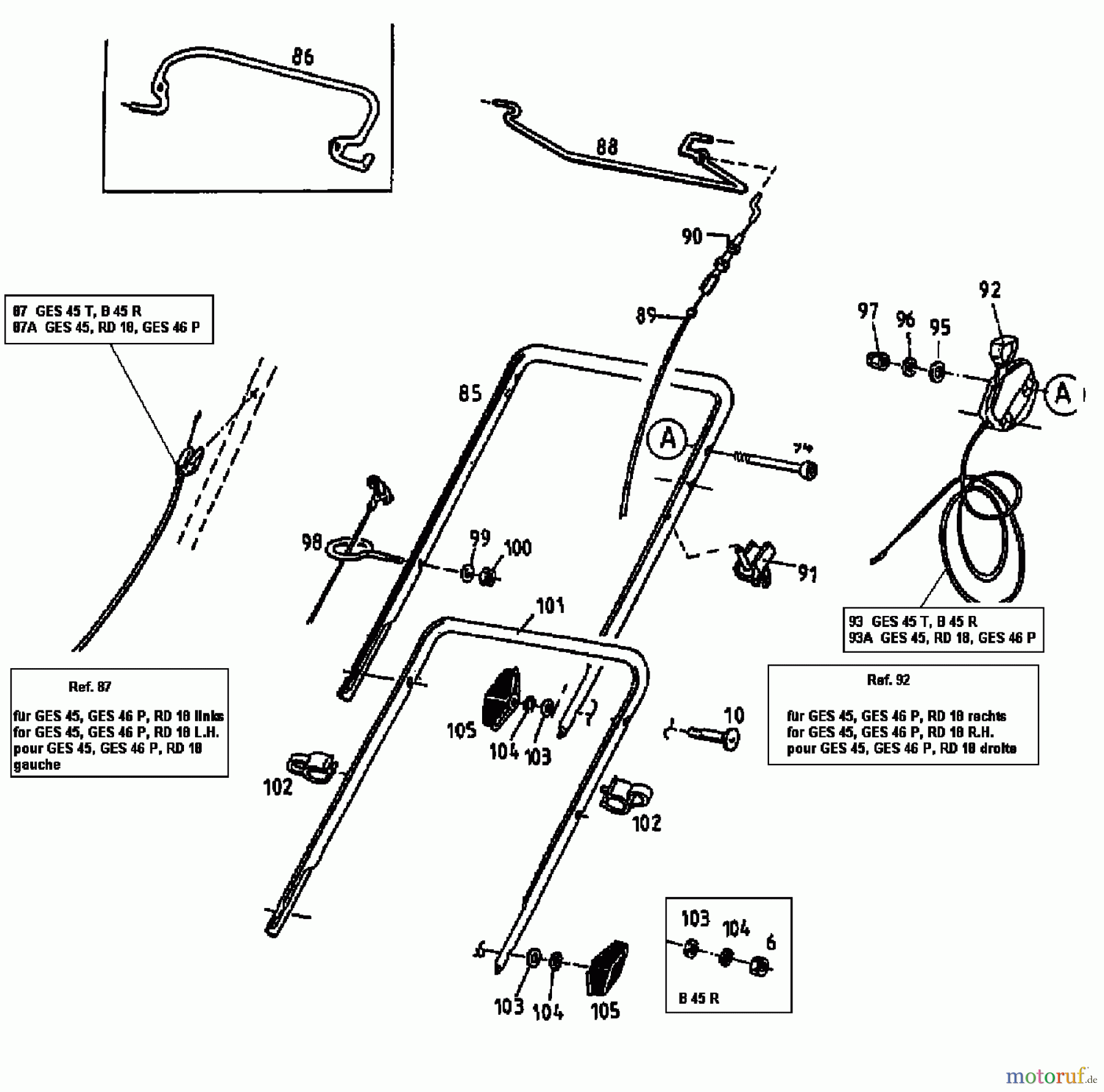  MTD Petrol mower self propelled B 45 R 12A-T01Y600  (1998) Handle