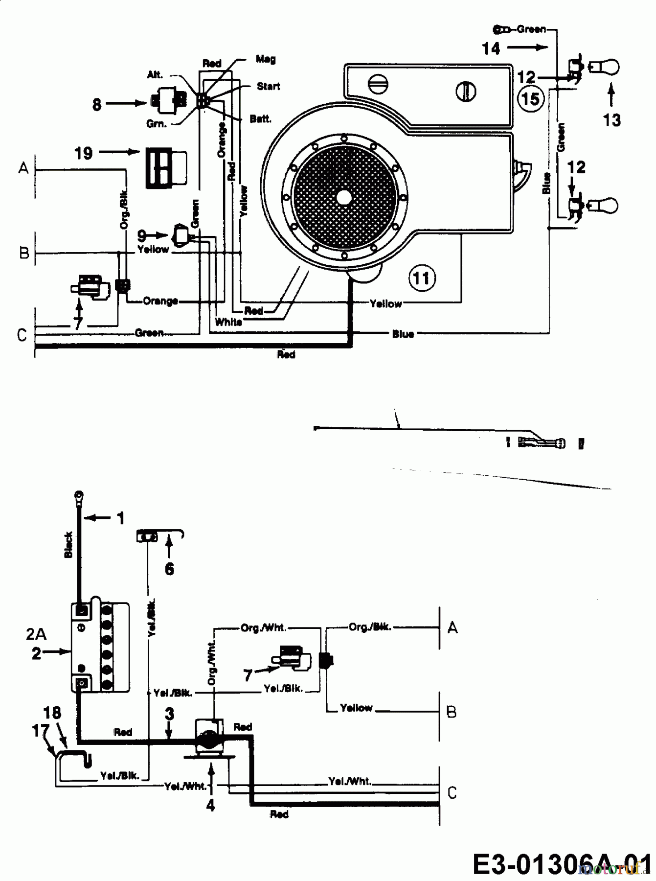 MTD Lawn tractors RH 115/76 13C1452C600  (2003) Wiring diagram single cylinder