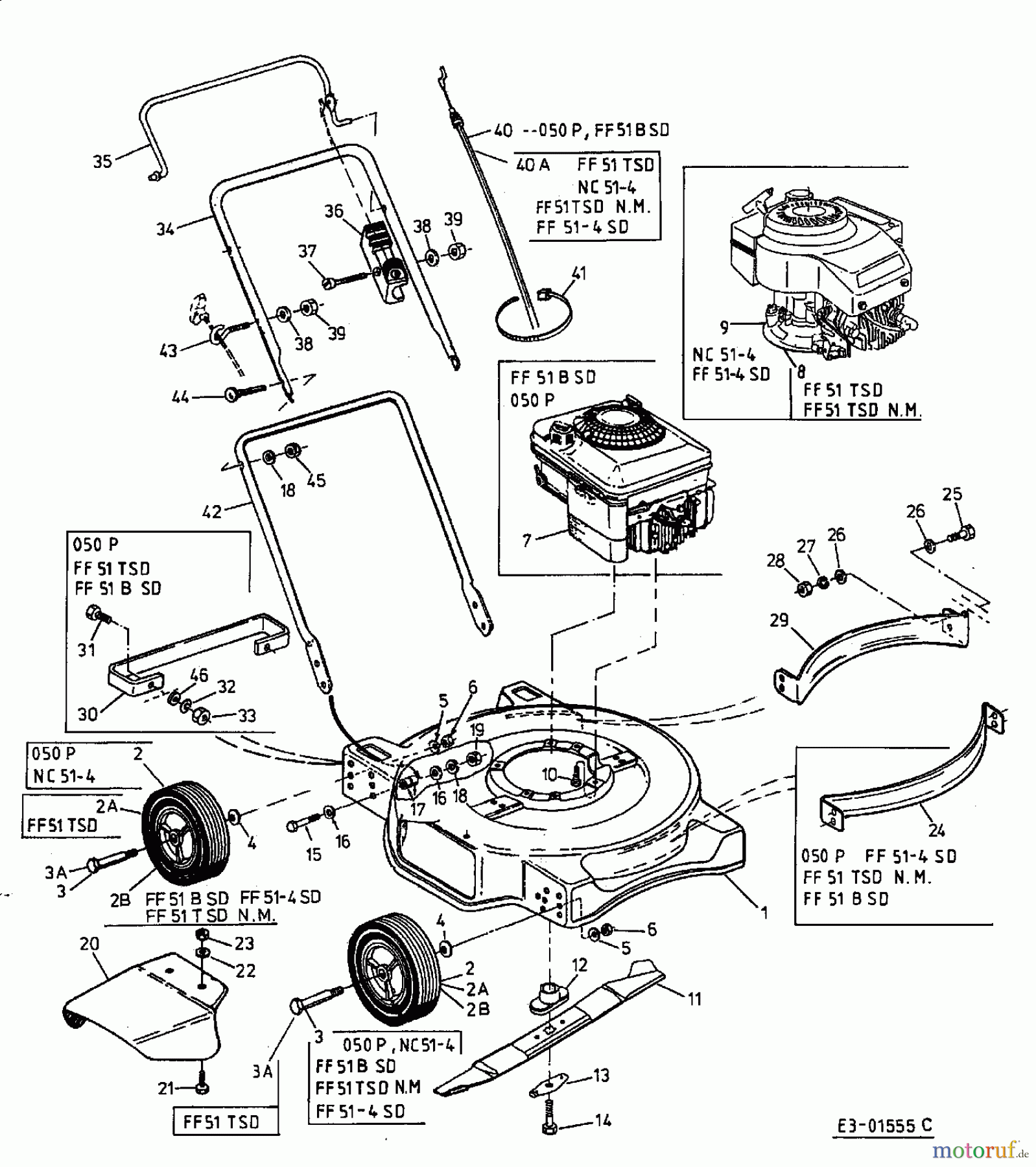  Nac Molgo Petrol mower FF 51 BSD 11A-050A605  (2002) Basic machine
