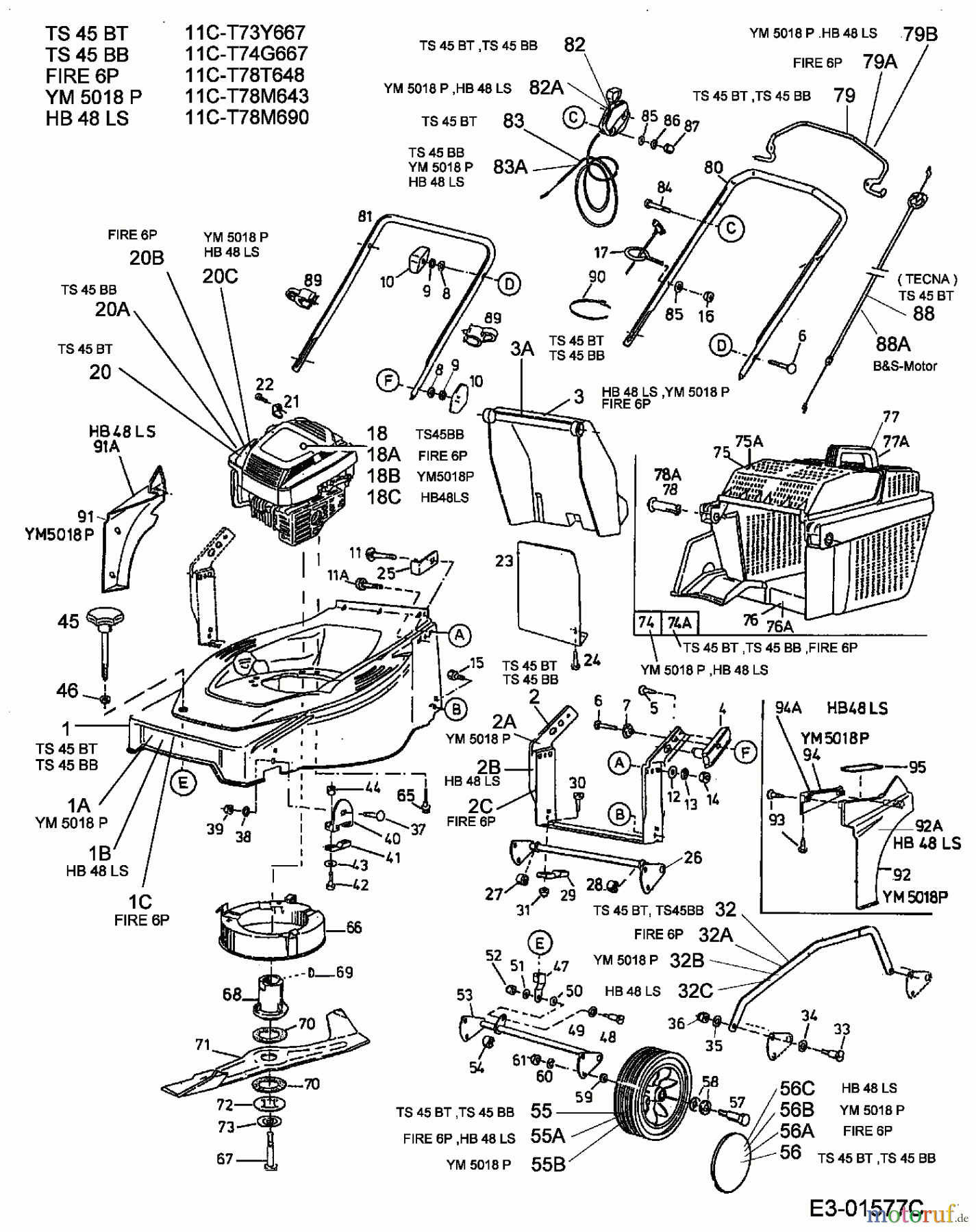  Turbo Silent Motormäher TS 45 BT 11C-T73Y667  (2003) Grundgerät