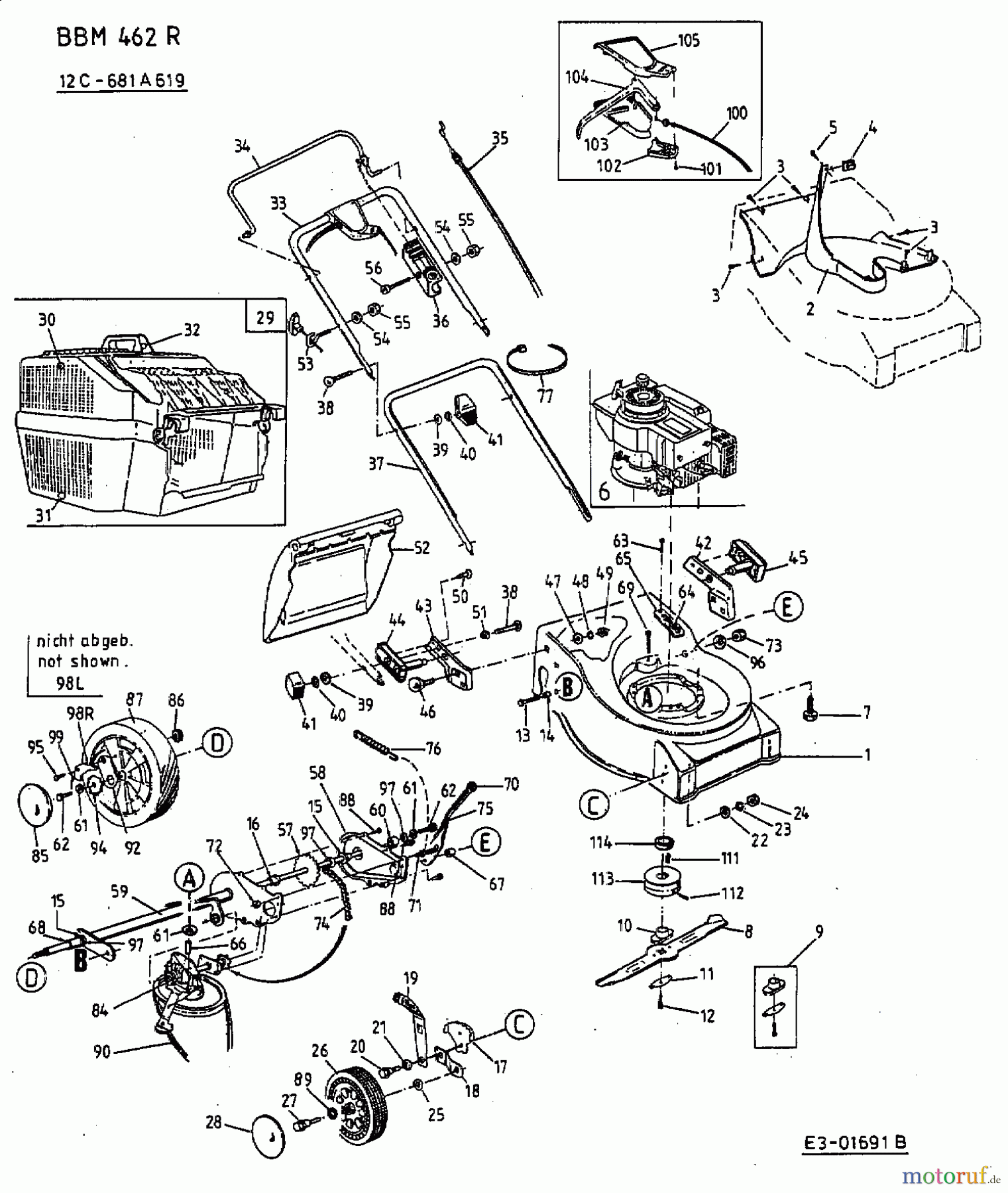  Budget Motormäher mit Antrieb BBM 462 R 12C-681A619  (2003) Grundgerät