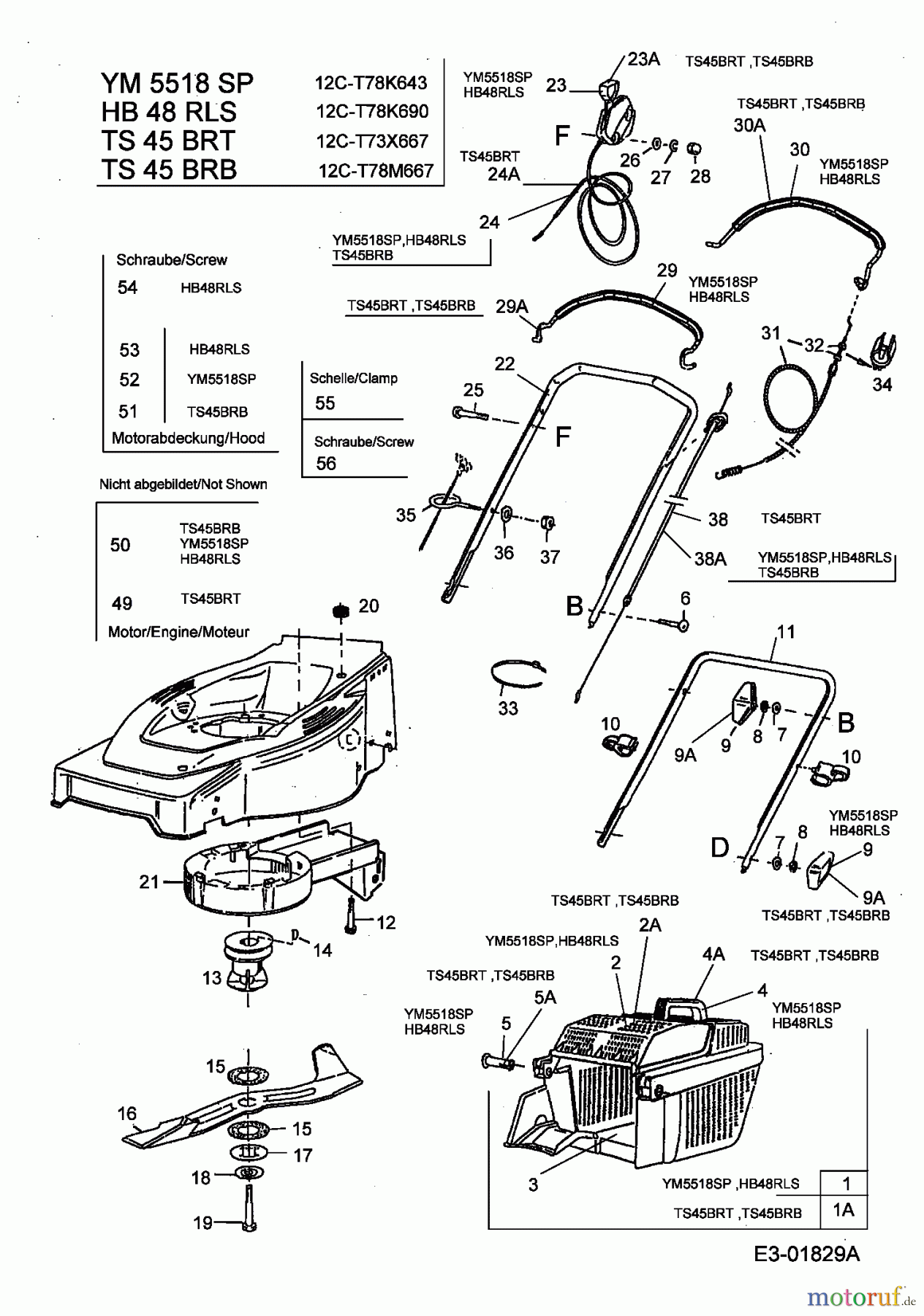Turbo Silent Petrol mower self propelled TS 45 BR-B 12C-T78M667 (2003) Basic machine