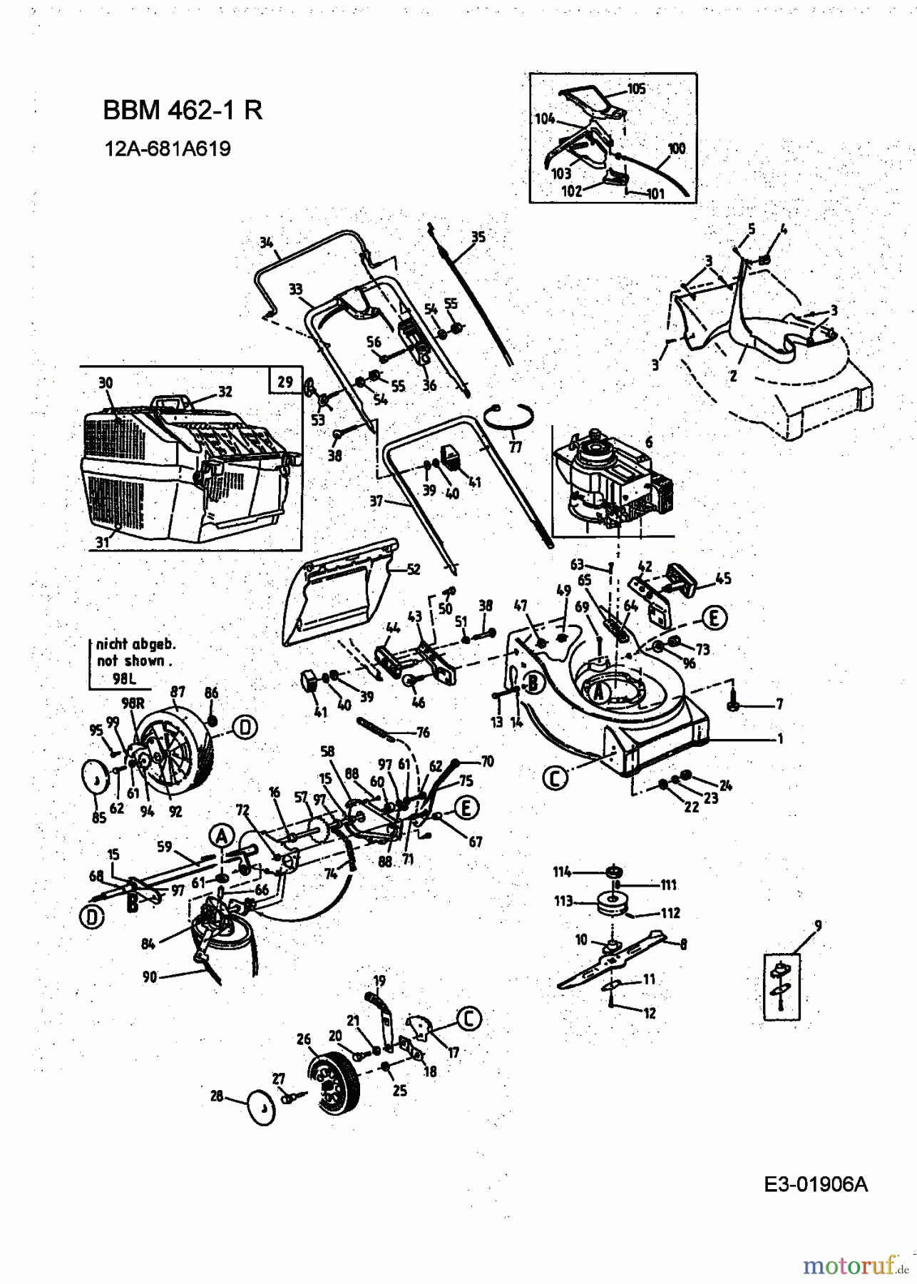  Budget Motormäher mit Antrieb BBM 462-1 R 12A-681A619  (2004) Grundgerät