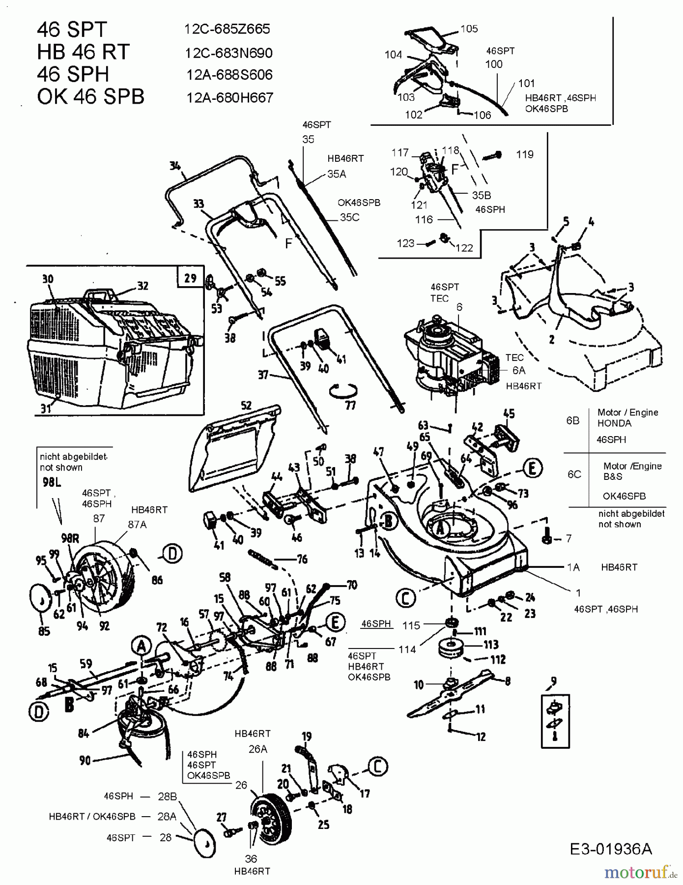  MTD Petrol mower self propelled 46 SPT 12C-685Z665  (2004) Basic machine