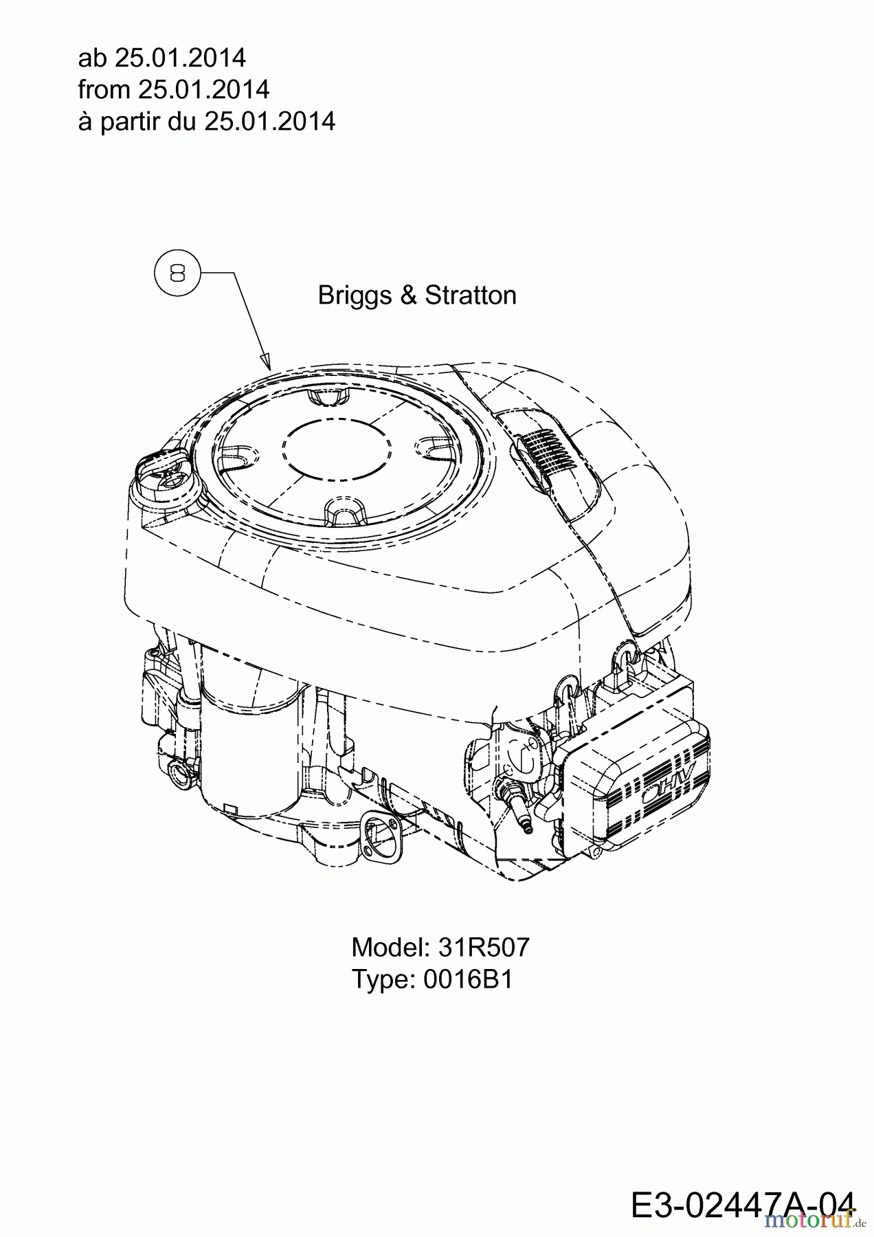  Lux Tools Lawn tractors RT 155-92 H 13AM77TE694  (2014) Engine Briggs & Stratton from 25.01.2014