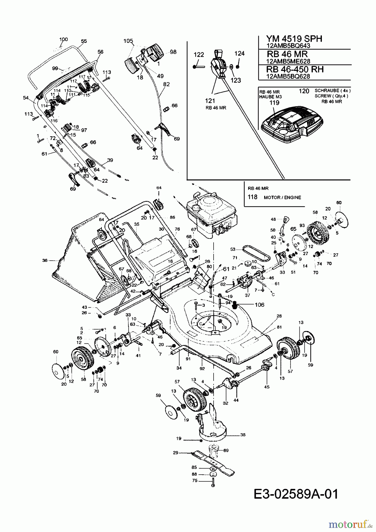  Raiffeisen Motormäher mit Antrieb RB 46-450 RH 12AMB5BQ628  (2006) Grundgerät