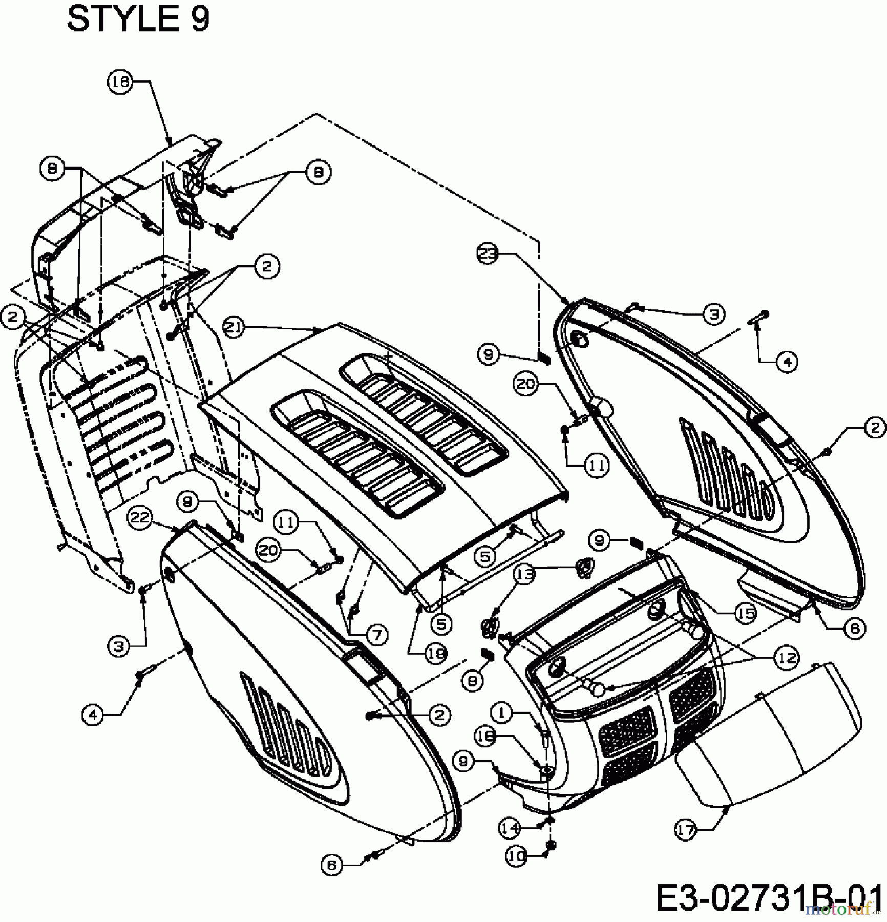  Efco Lawn tractors Formula 97/13.5 T 13AH779F637  (2007) Engine hood 9-Style