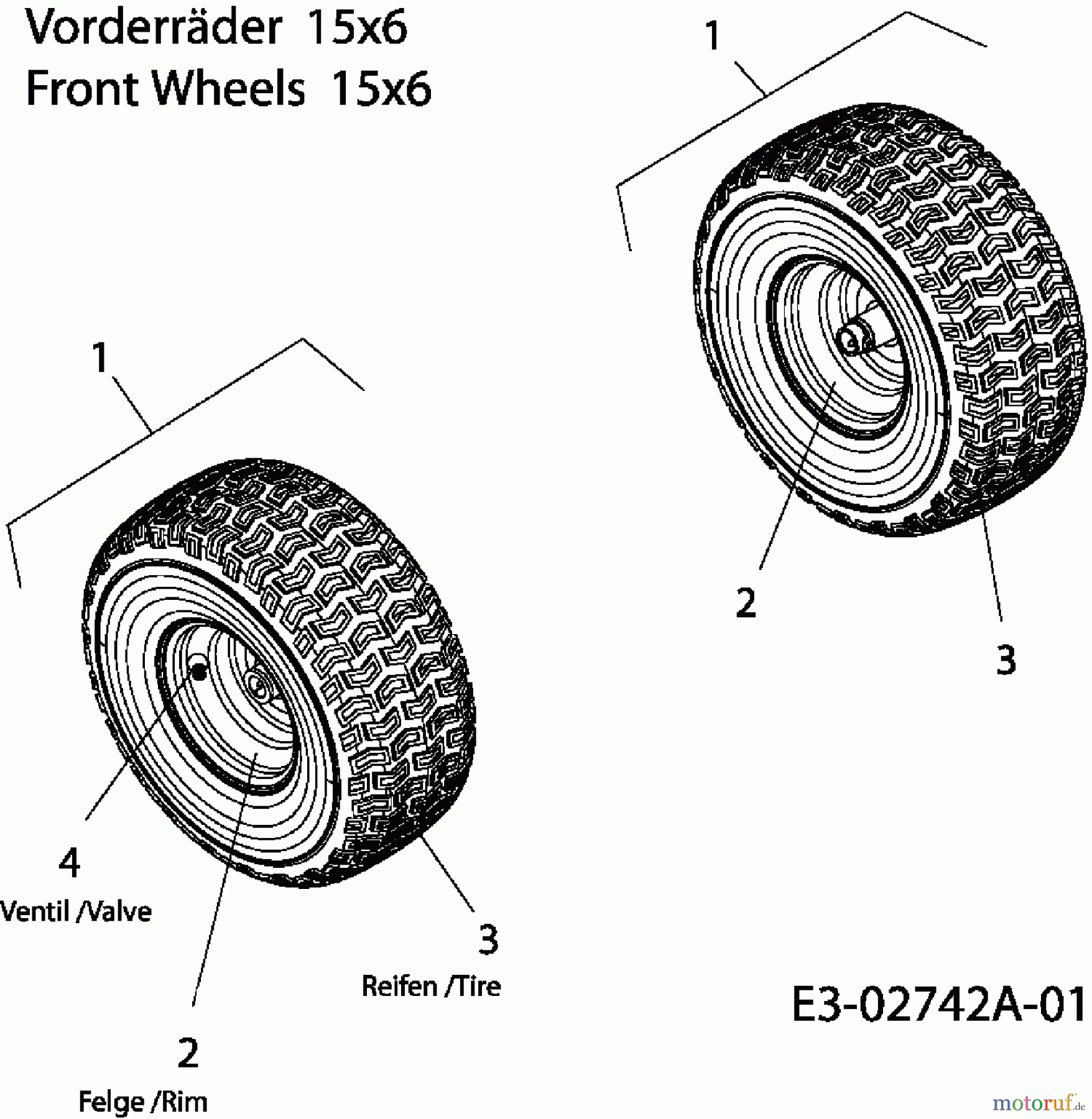  Bolens Lawn tractors BL 175/107 T 13A3761G684  (2006) Front wheels