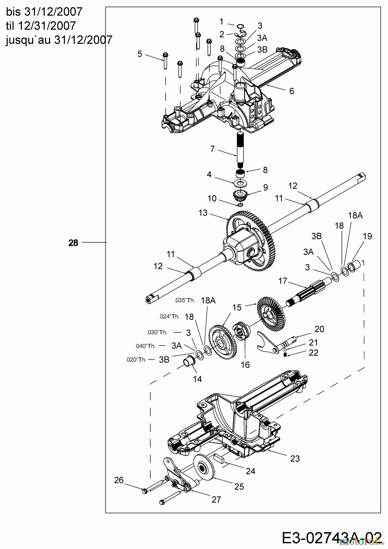 Yard-Man Lawn tractors AF 6150 13AV604F643 (2008) Gearbox 618-04034 to 31.12.2007