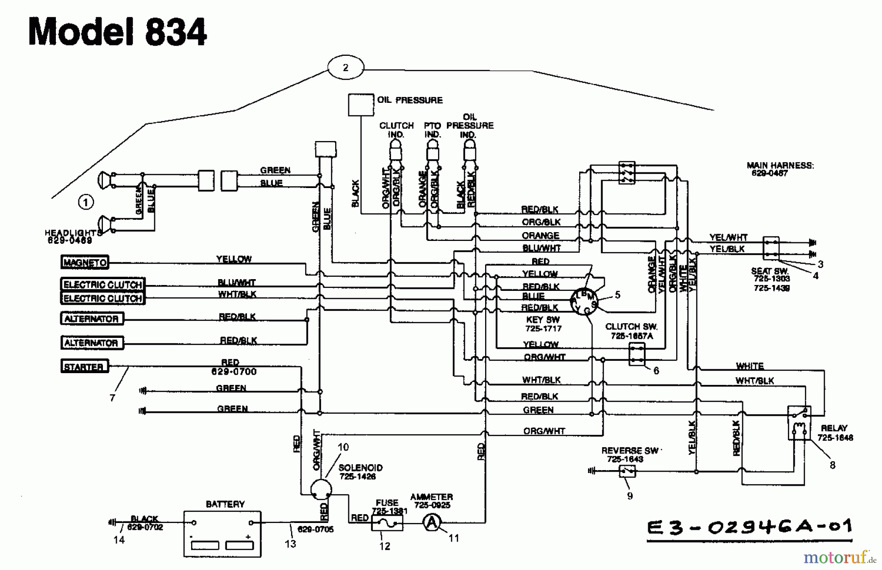 Yard-Man Garden tractors TH 8200 14AU834-643 (1998) Wiring diagram