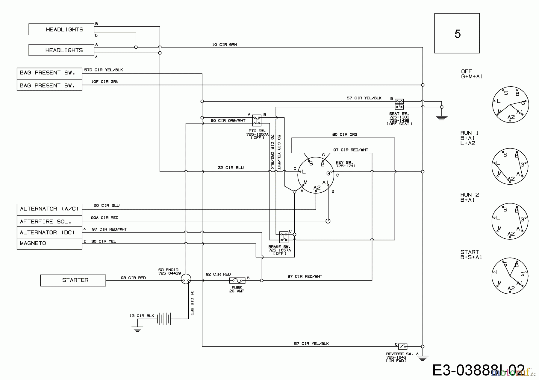  MTD Lawn tractors Gold 220-105 T 13HU76KN615  (2017) Wiring diagram