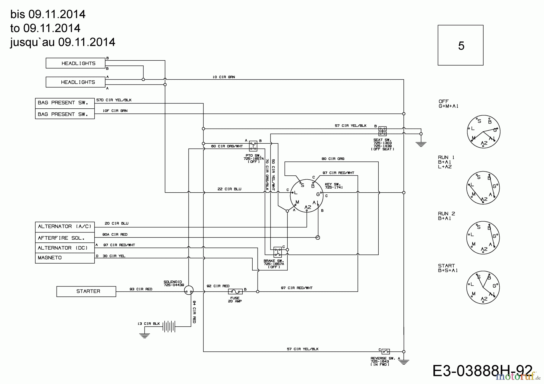  MTD Lawn tractors Smart RE 115 13HH765E676  (2015) Wiring diagram to 09.11.2014