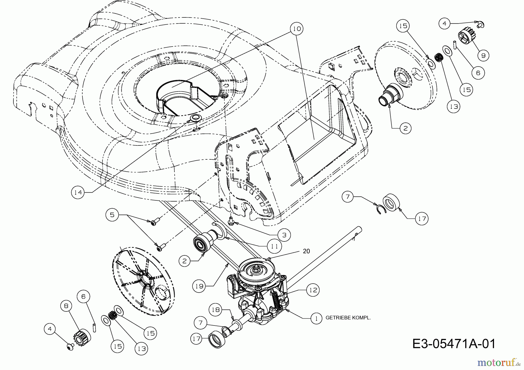  MTD Petrol mower self propelled GL 46 SPO 12D-J5M2686  (2010) Gearbox