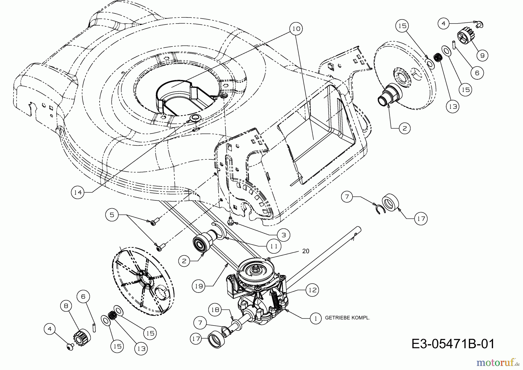  Plantiflor Petrol mower self propelled BMR 46 12E-J5JS601  (2013) Gearbox, Belt