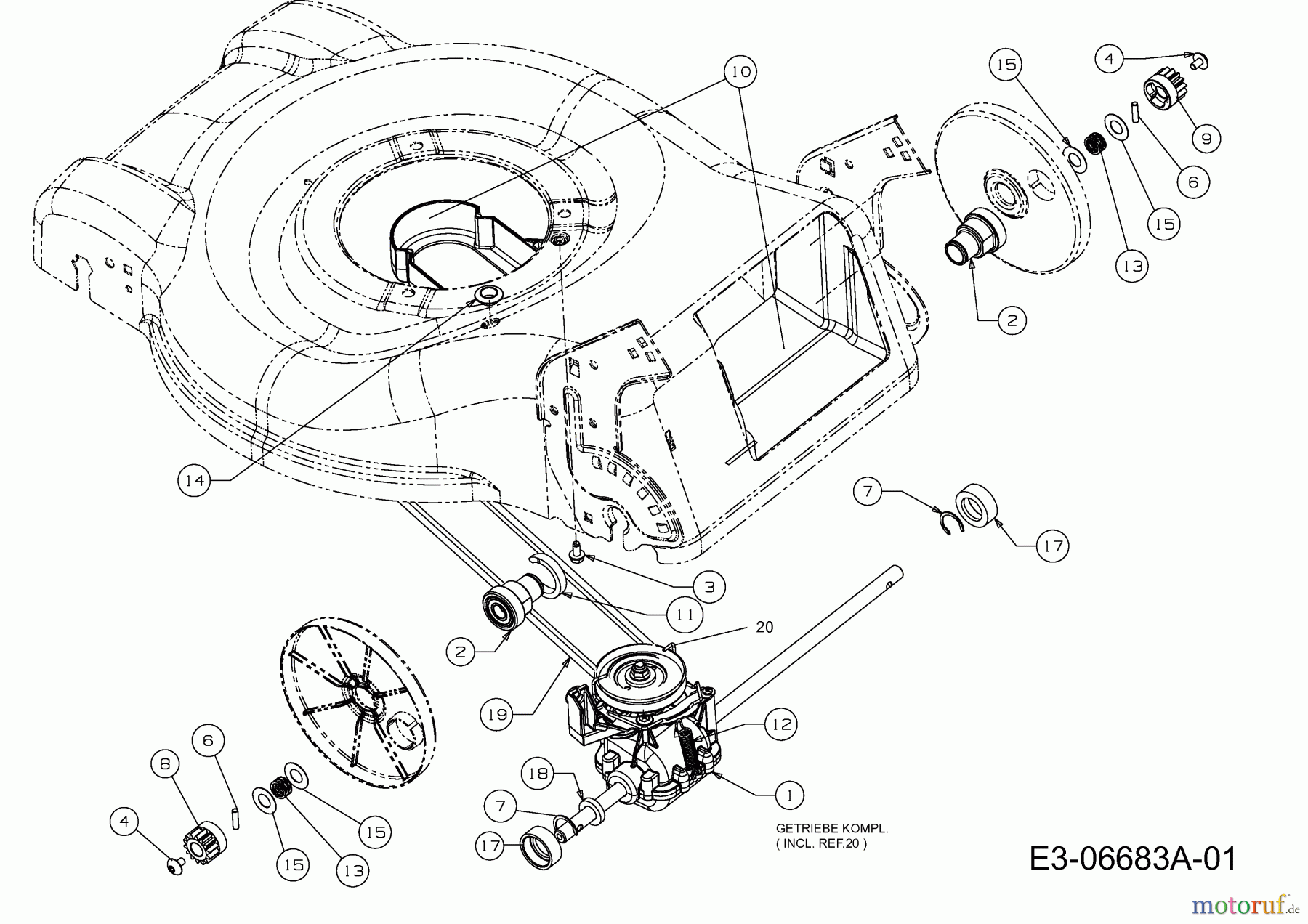  Wolf-Garten Petrol mower self propelled Blue Power 40 A 12A-I45A650  (2011) Gearbox