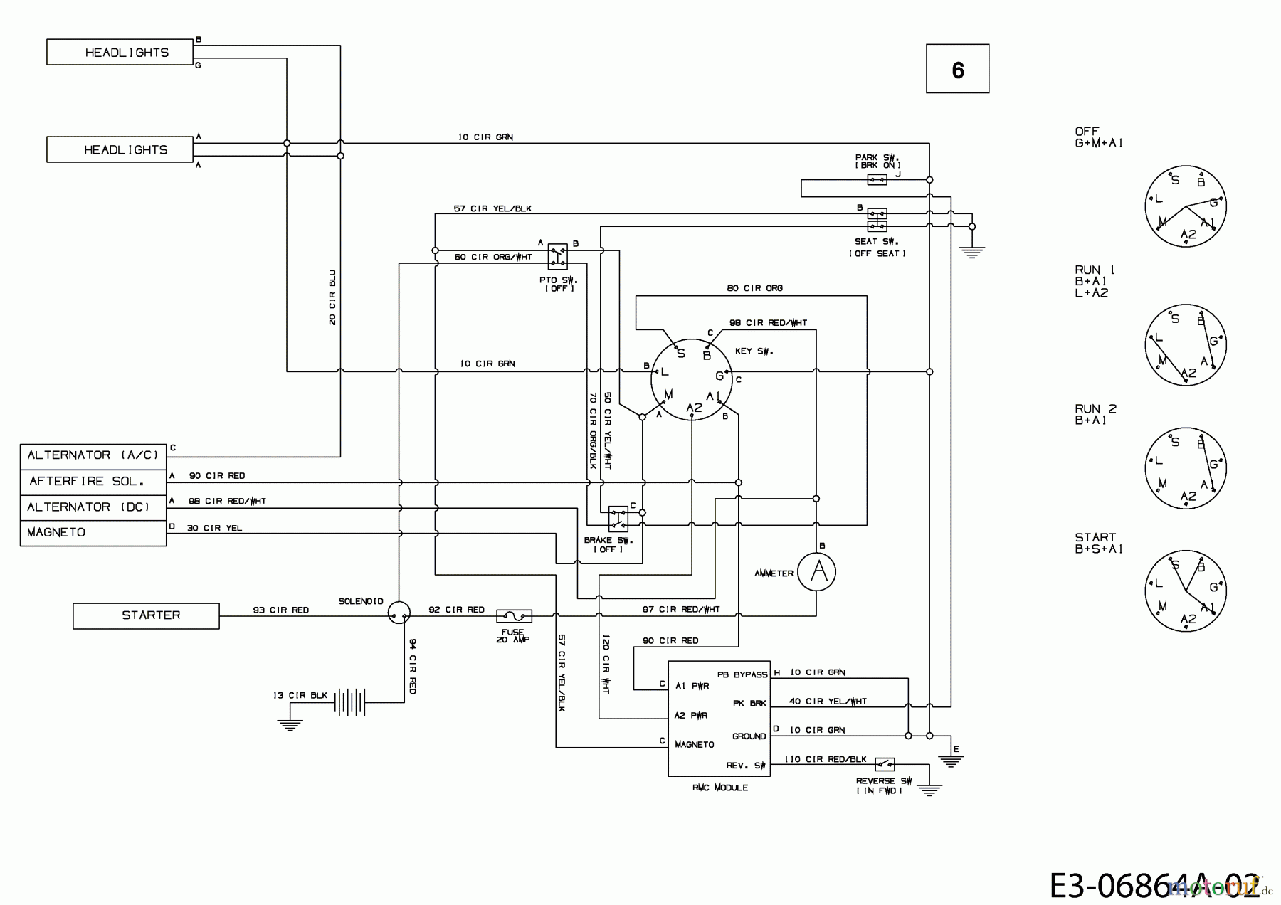  MTD Lawn tractors 20/42 13AT775G308  (2009) Wiring diagram