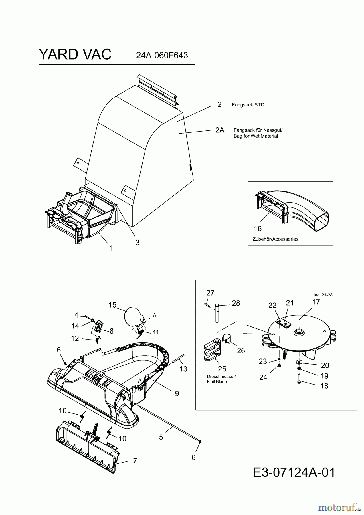  Yard-Man Leaf blower, Blower vac YARD VAC 24A-060F643  (2011) Nozzle, Bag