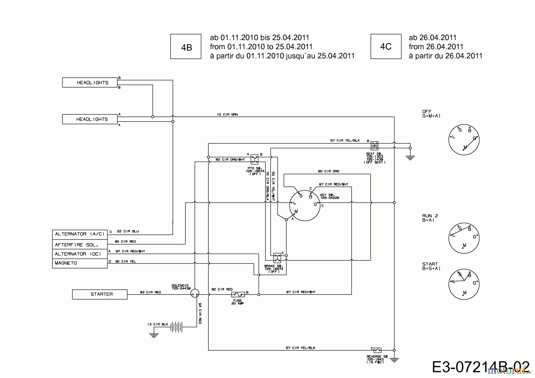  MTD Lawn tractors Yard Machines 38 13AC762F329  (2011) Wiring diagram