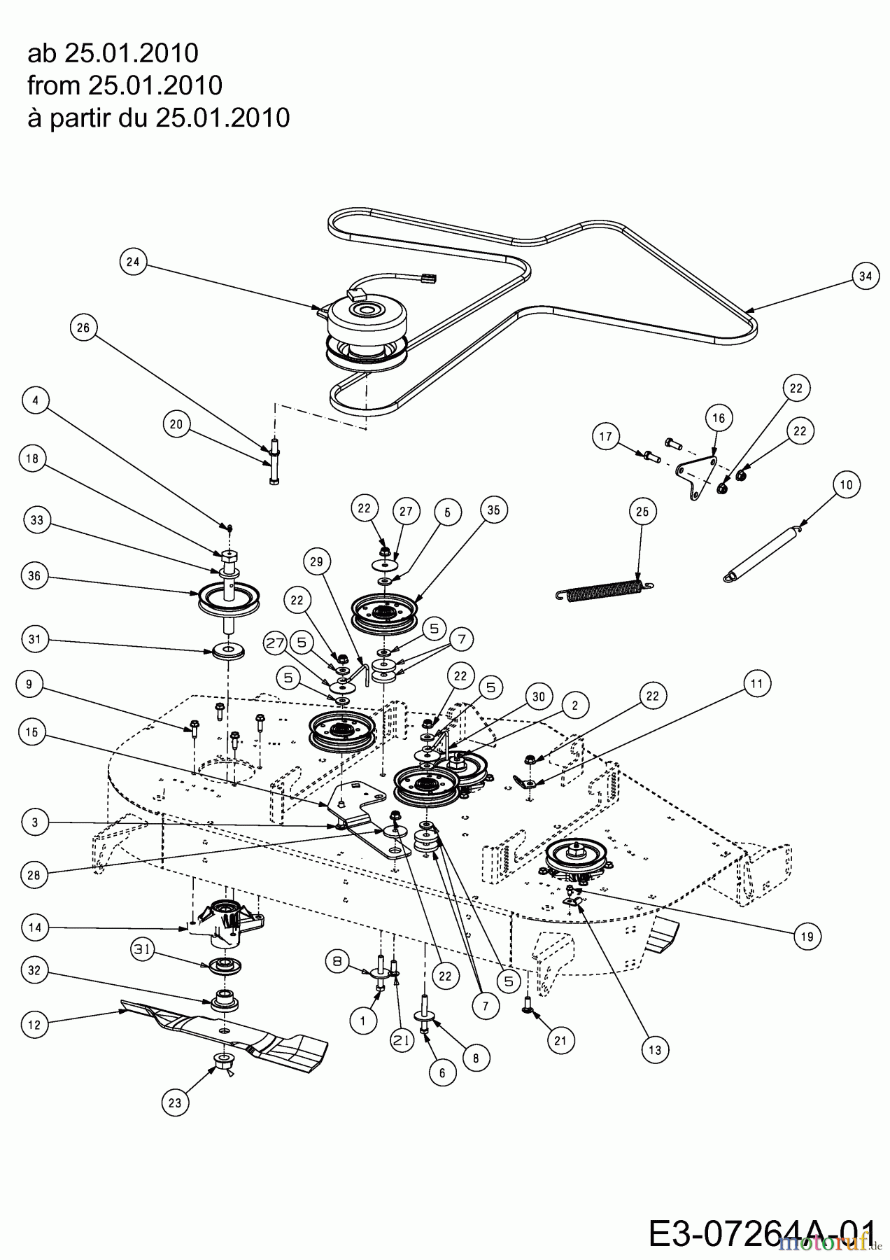  Cub Cadet Zero Turn Z-Force 48 S 17AI5BHB603  (2010) Electric clutch, Blade, Spindle from 25.01.2010