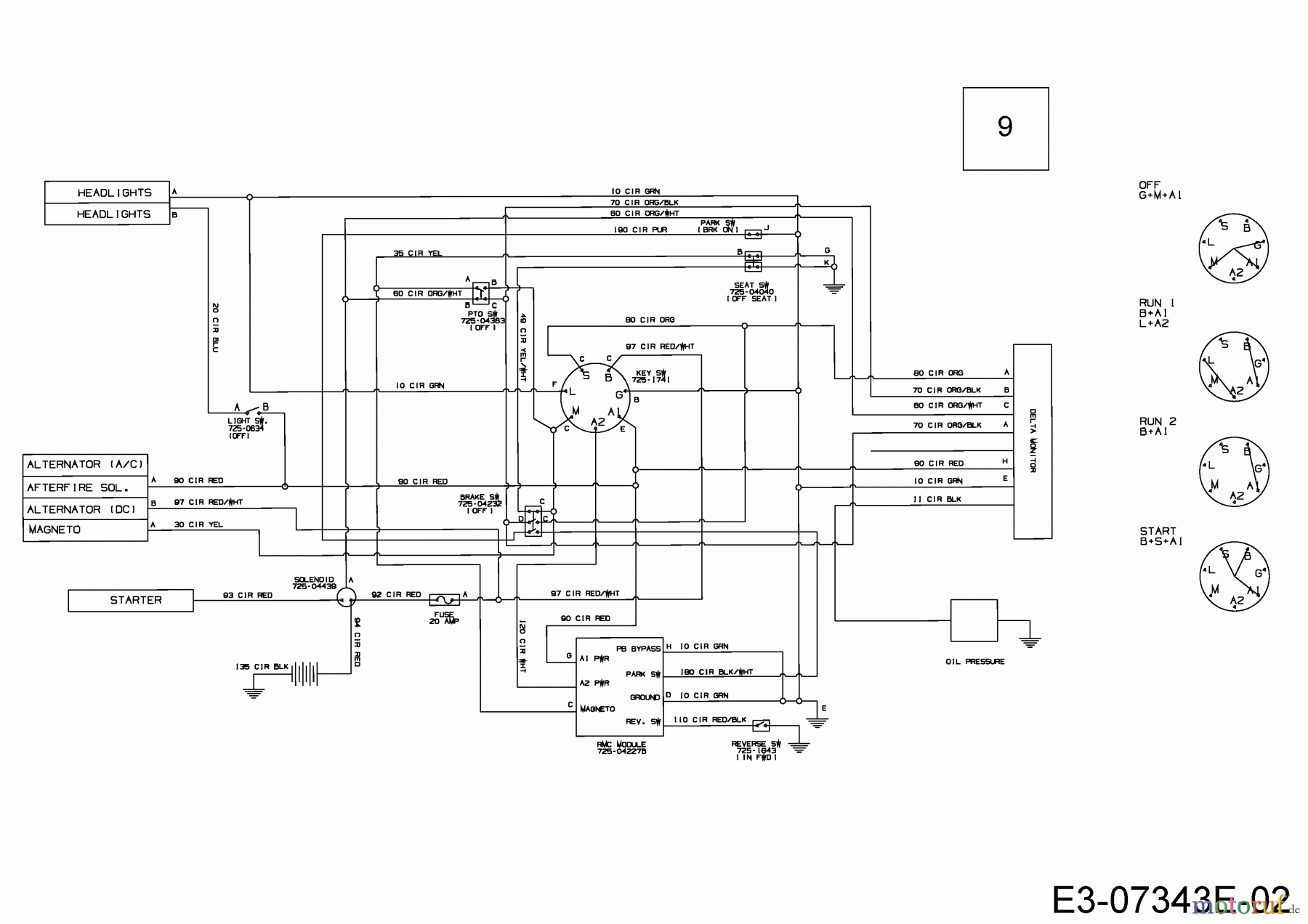  Massey Ferguson Tracteurs de pelouse MF 42-18 ASD 13AD90GG695  (2015) Assortiment électrique, Plan électrique