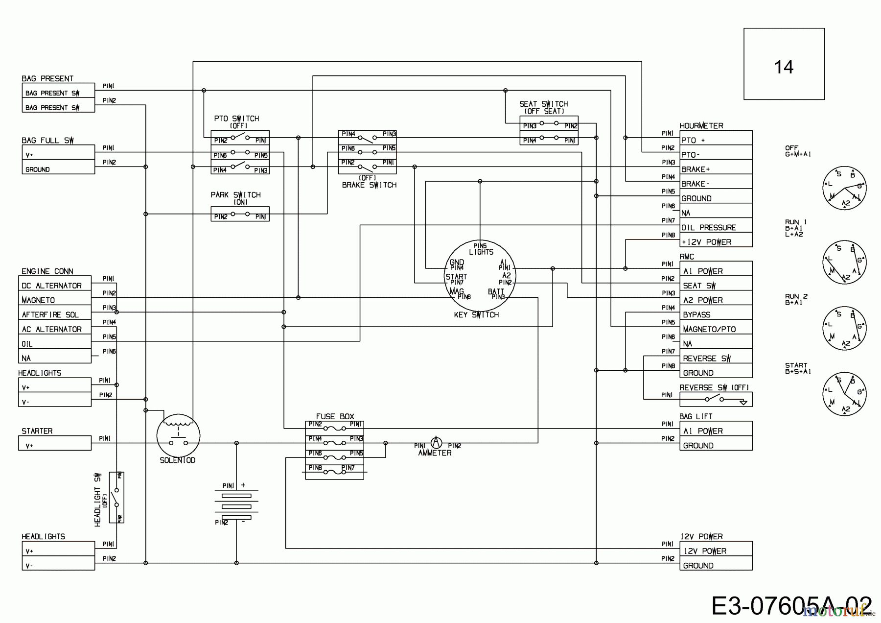  MTD Lawn tractors LTEX 105 A 13AT98KN682  (2013) Wiring diagram