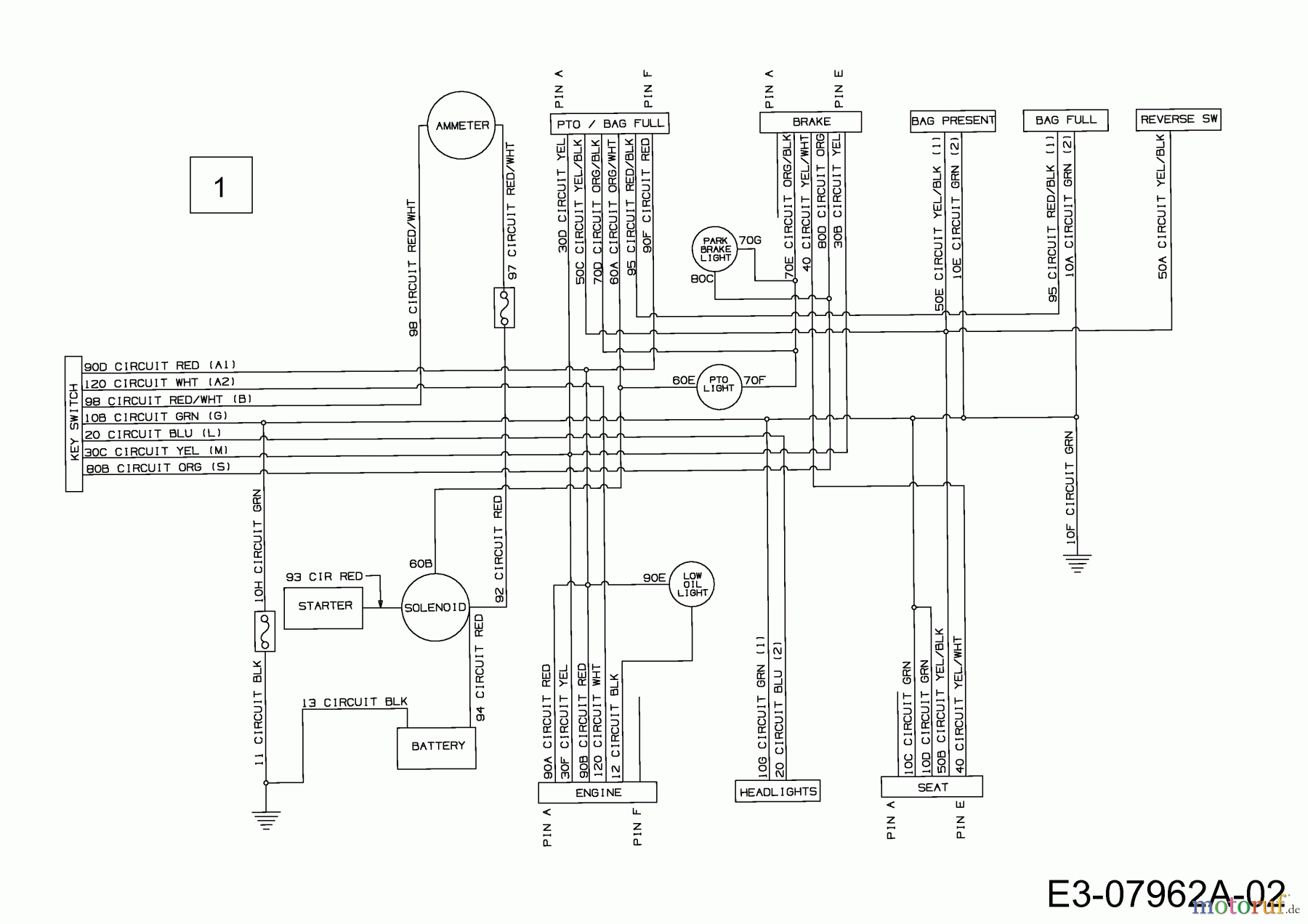  MTD Lawn tractors SE 150 H 13BA518E678  (2003) Wiring diagram
