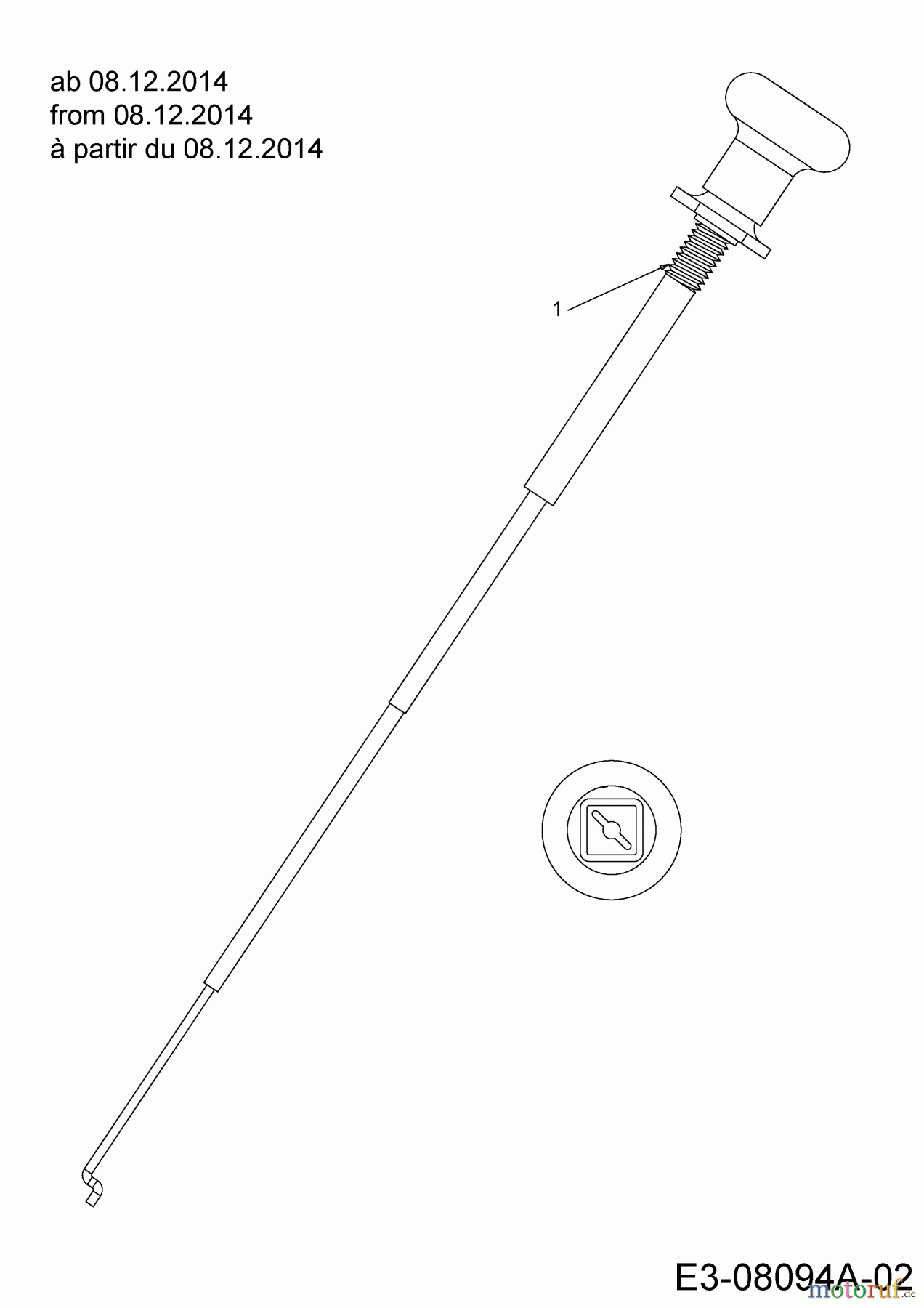  Cub Cadet Lawn tractors CC 1020 BHN 13HT91AN603  (2015) Choke control from 08.12.2014