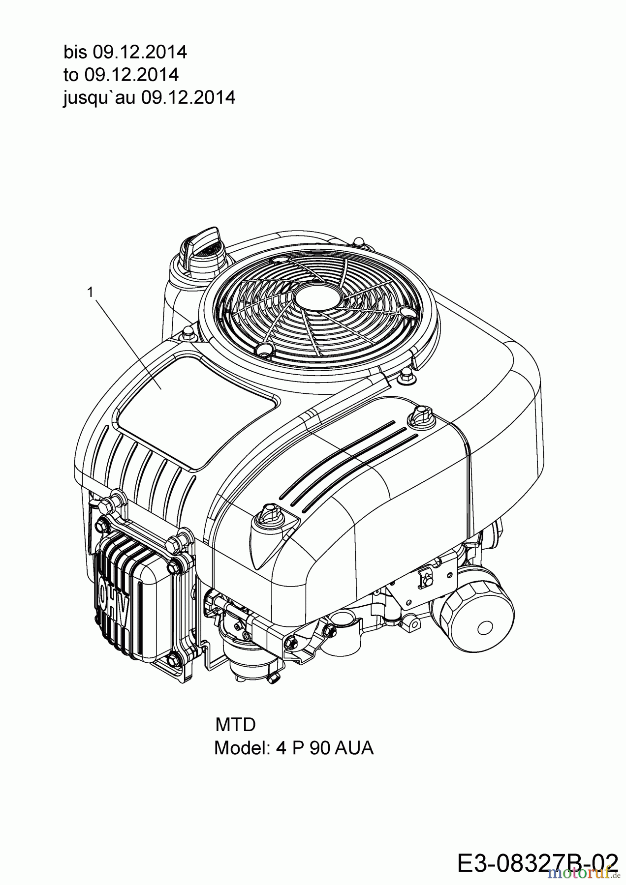  MTD Rasentraktoren DL 96 T 13H2765F677  (2015) Motor MTD bis 09.12.2014