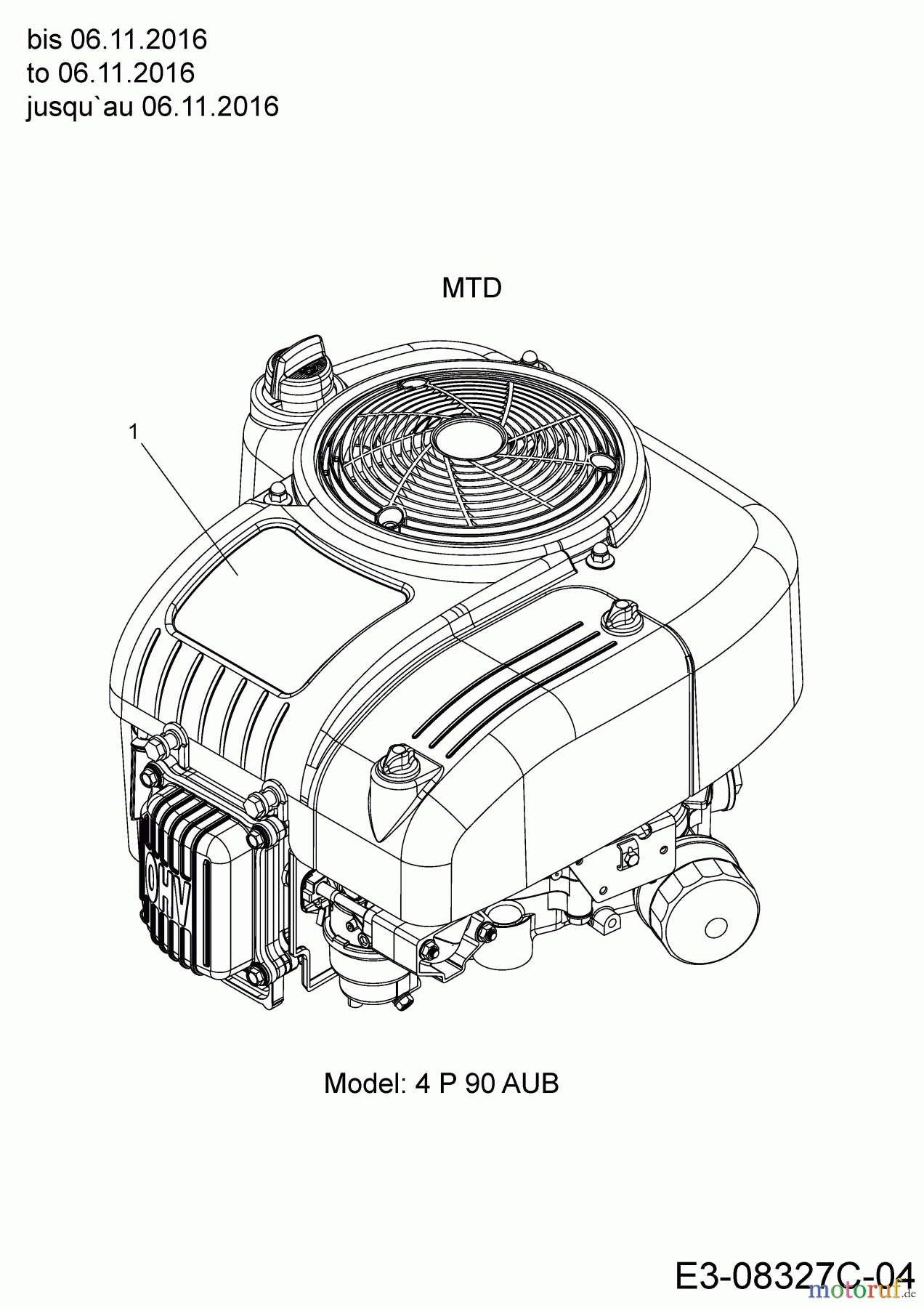  MTD Rasentraktoren MTD 92 13H2765E600  (2017) Motor MTD bis 06.11.2016
