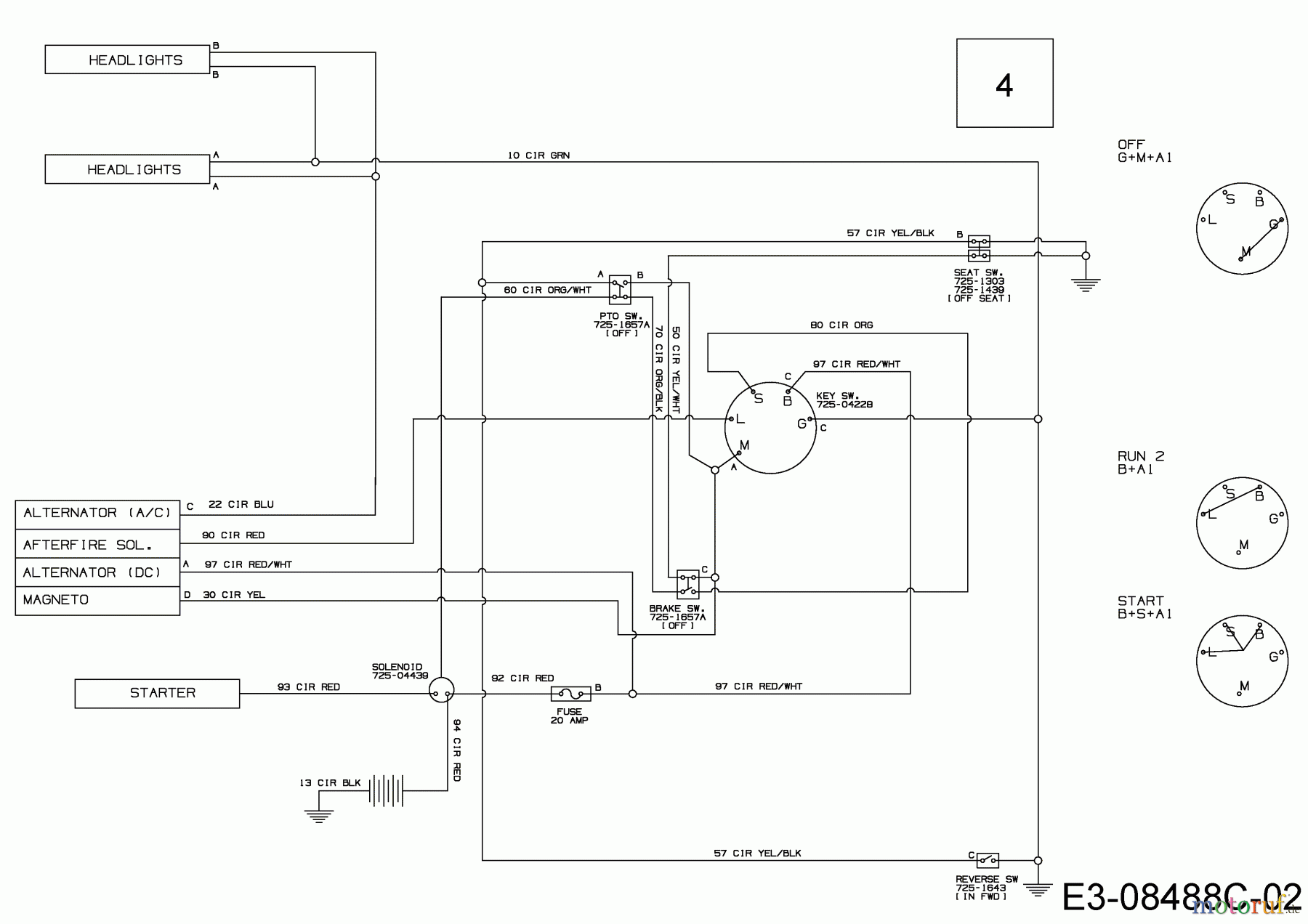  MTD Lawn tractors 17.5/42 13AN775S308  (2017) Wiring diagram