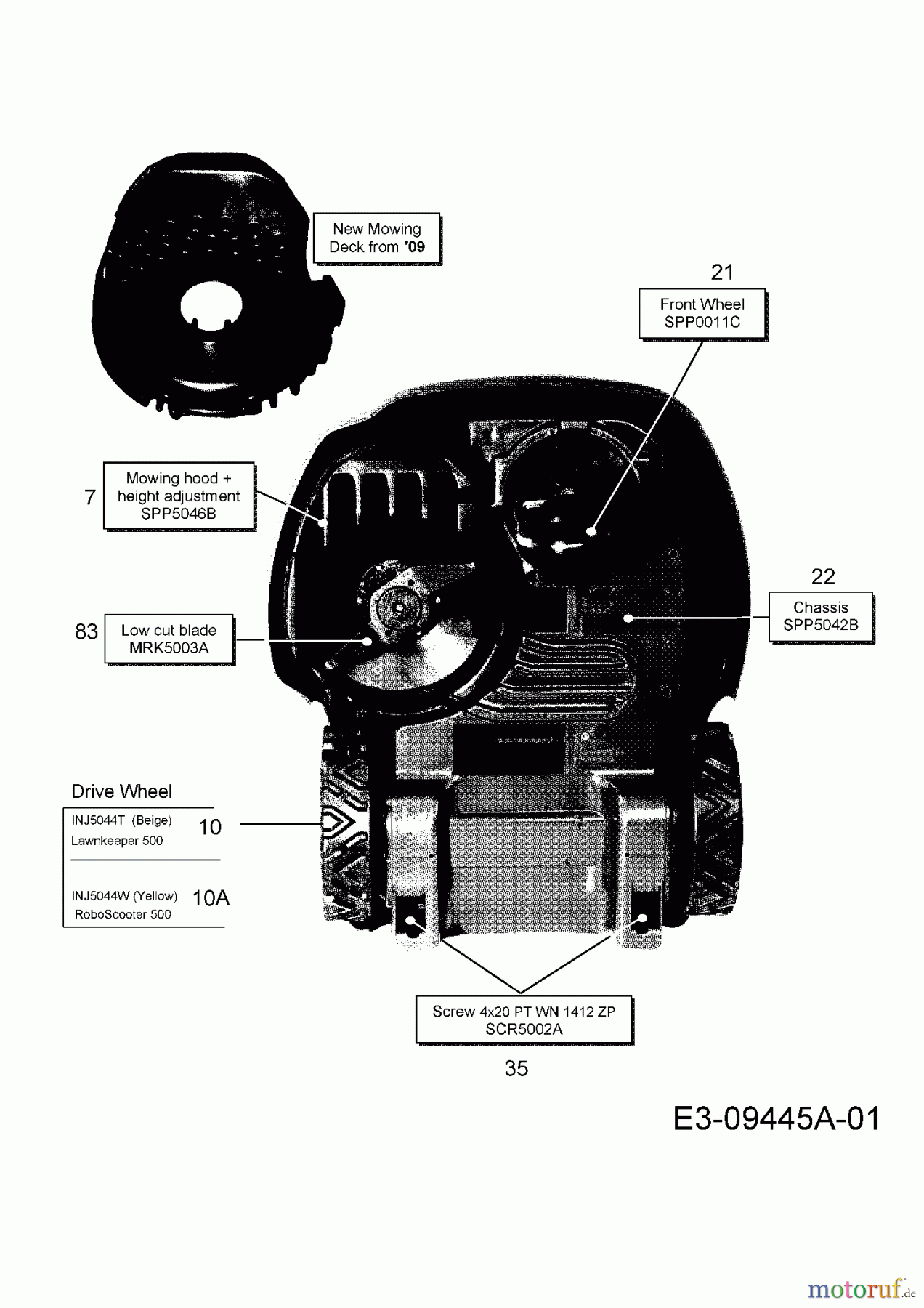  Wolf-Garten Robotic lawn mower Robo Scooter 500 18AO05LA650  (2013) Blade, Chassis