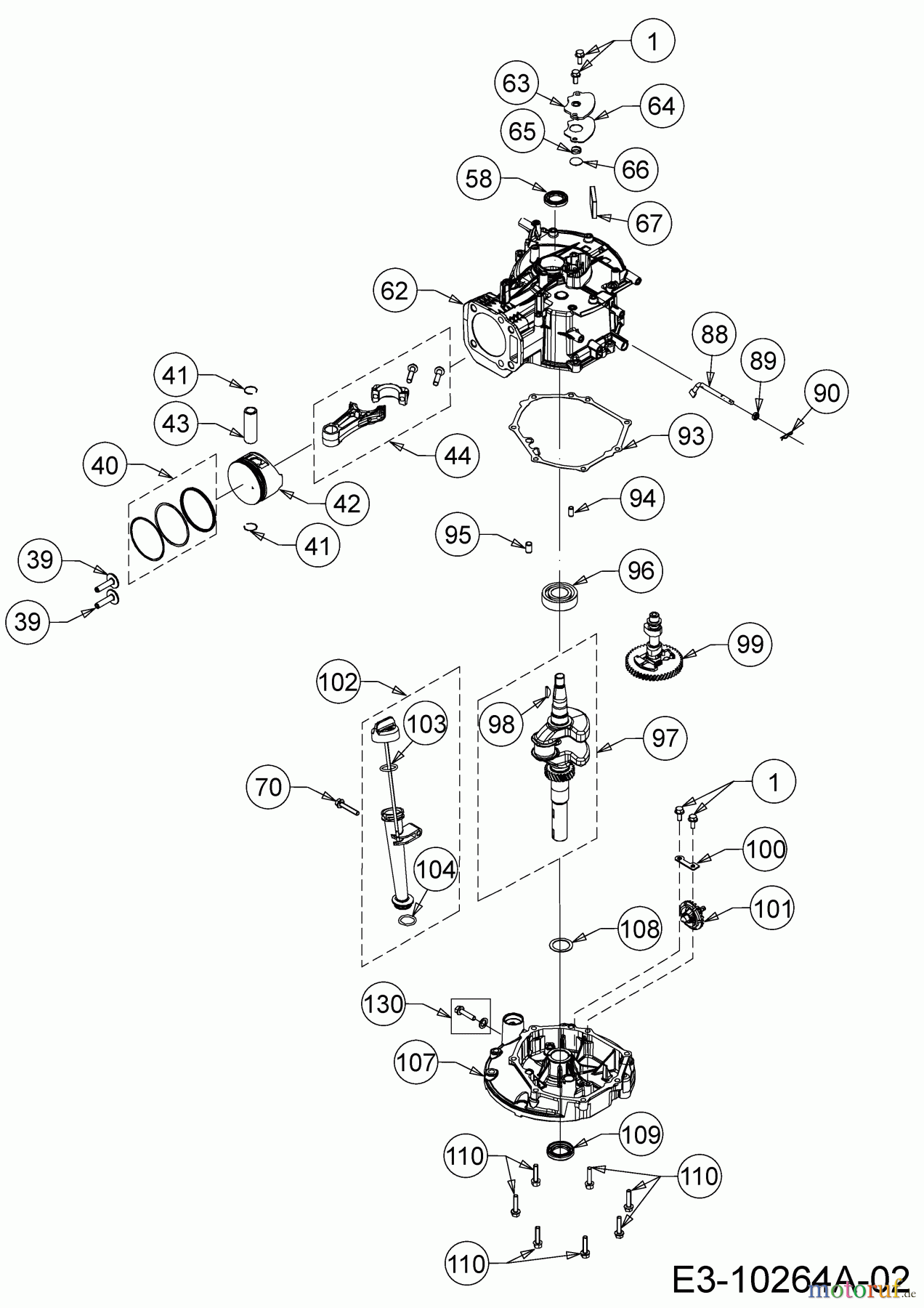  MTD-Engines Vertical 5X70RH 752Z5X70RH  (2017) Piston, Camshaft, Crankshaft, Connecting rod