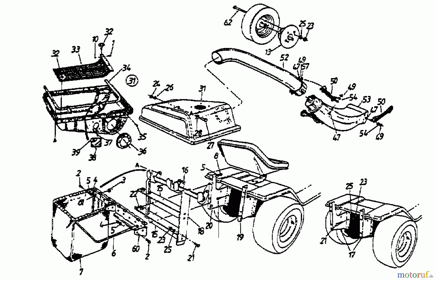  MTD Accèssoires Accèssoires tracteur de jardin et de pelouse Dispositif de réception de l'herbe pour série 400 190-064-611  (1996) Machine de base