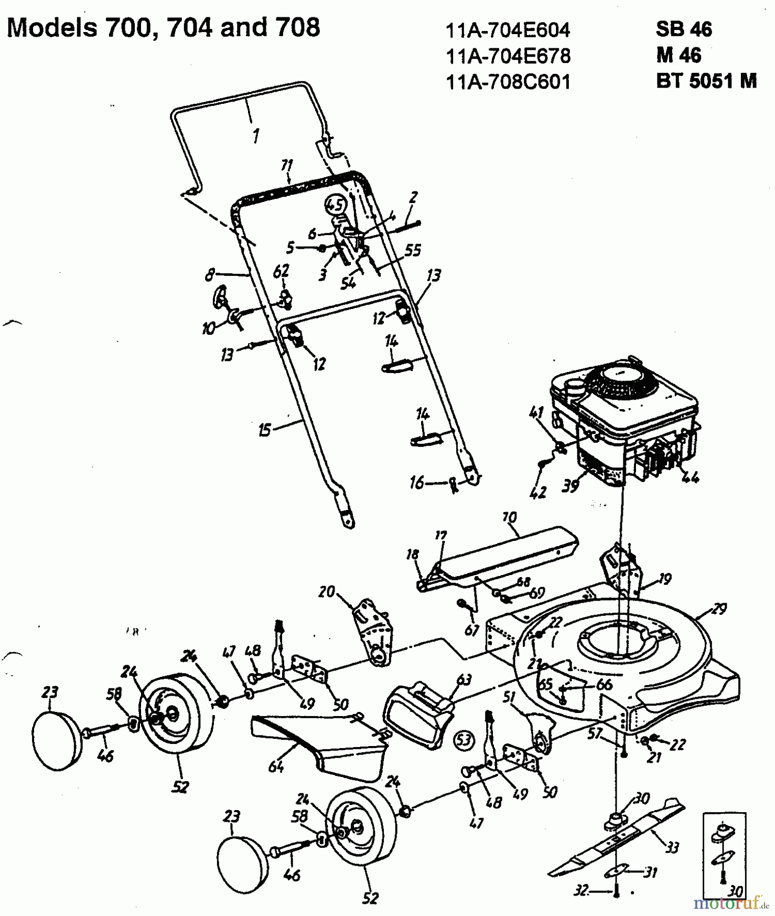  MTD Petrol mower M 46 11A-704E678  (1998) Basic machine