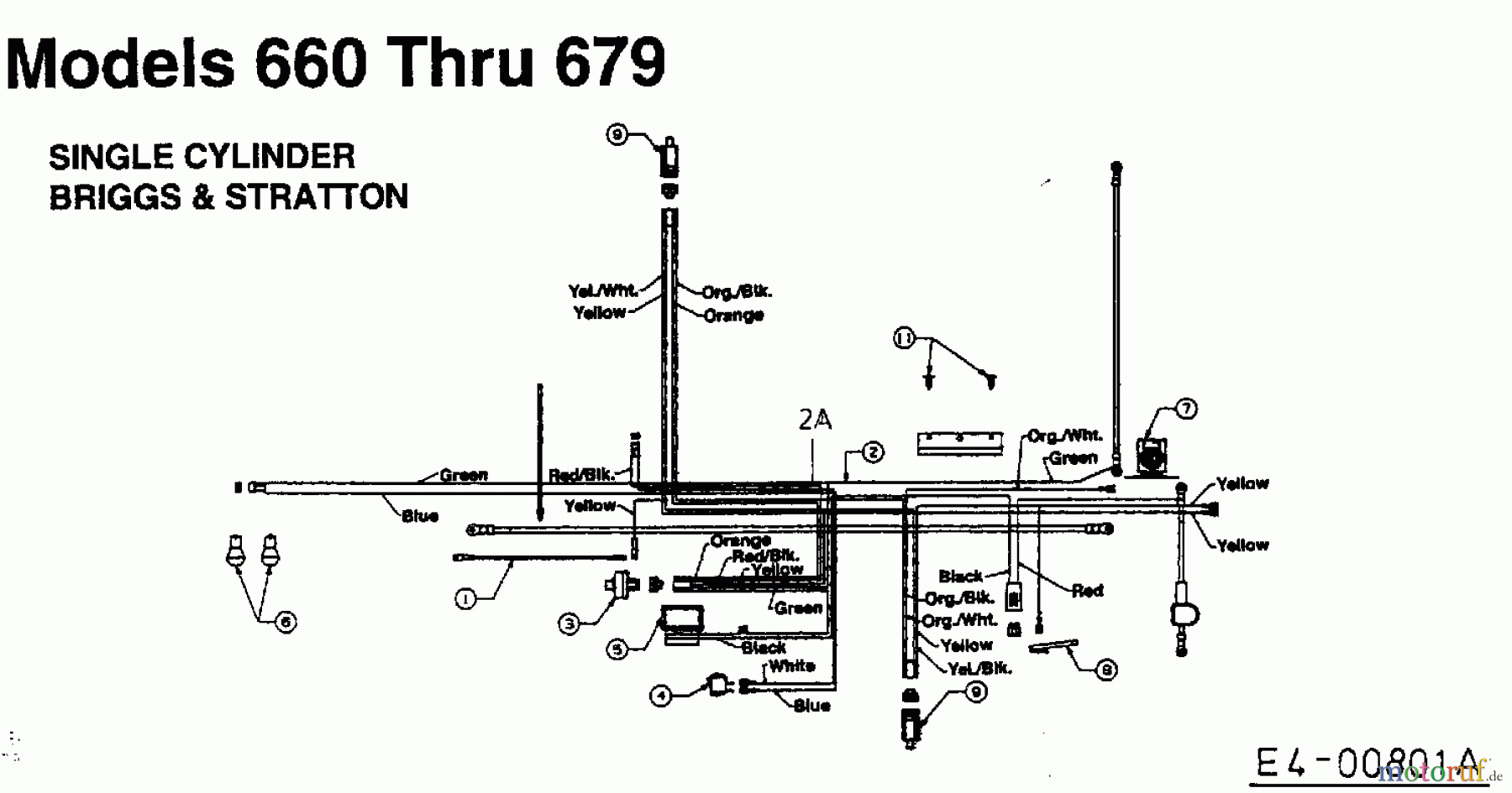  MTD Lawn tractors B/180 13AQ675G661  (1999) Wiring diagram single cylinder