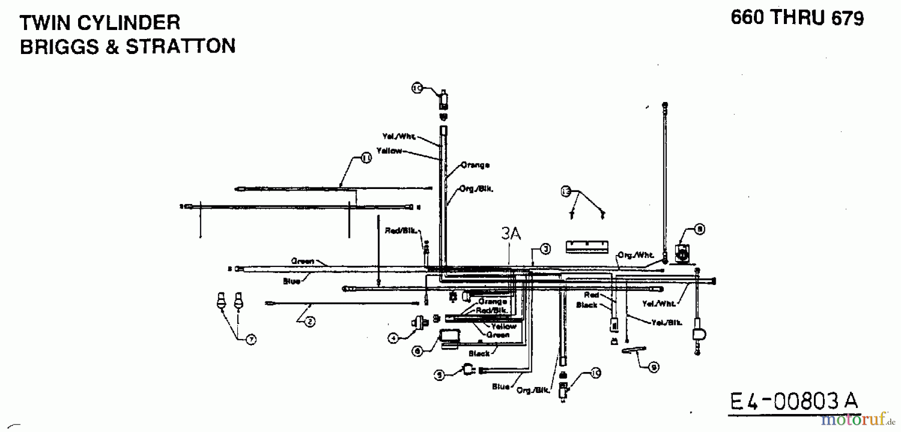  MTD Lawn tractors B/180 13AQ675G661  (1999) Wiring diagram twin cylinder